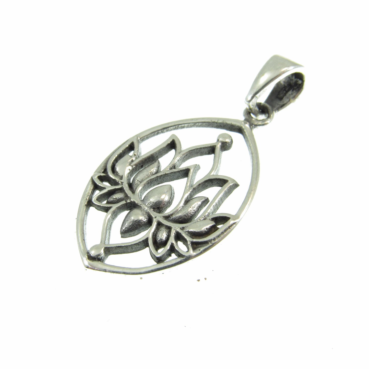 Solid 925 Sterling Silver Lotus Flower Pendant – Yoga Spiritual Jewelry, Boho Meditation Necklace Charm, Sacred Symbol Gift