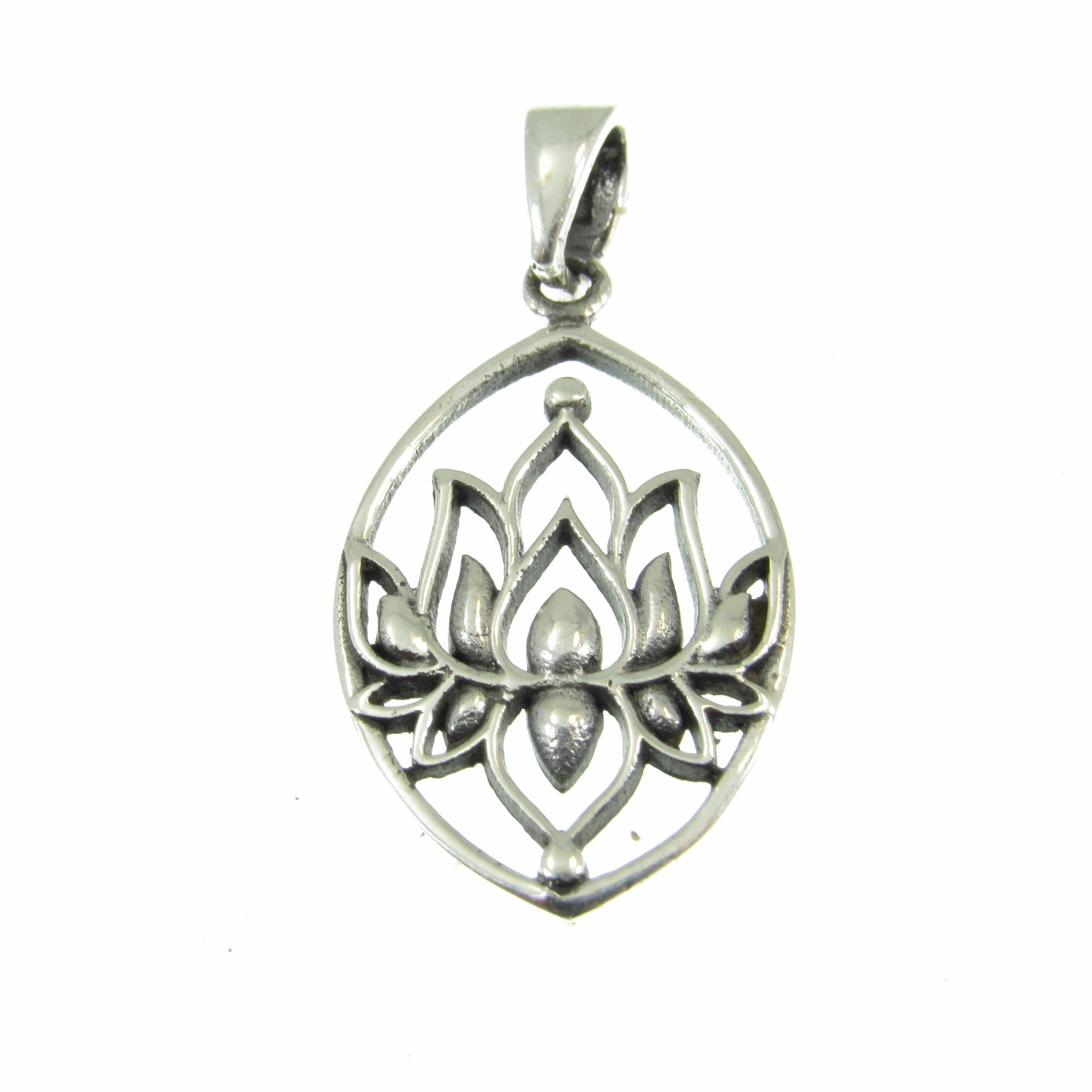Solid 925 Sterling Silver Lotus Flower Pendant – Yoga Spiritual Jewelry, Boho Meditation Necklace Charm, Sacred Symbol Gift