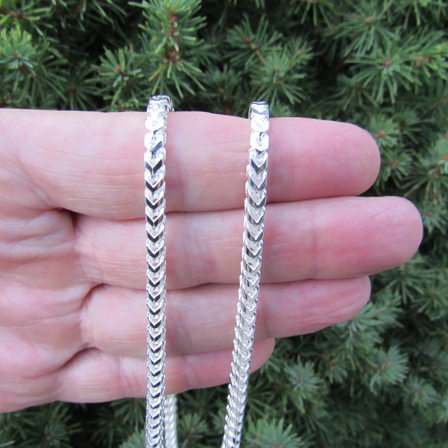 4MM Solid 925 Sterling Silver Franco Link Chain, Mens Diamond Cut Hip Hop Chain, Chunky Unisex Italian Necklace or Bracelet, 120 Gauge