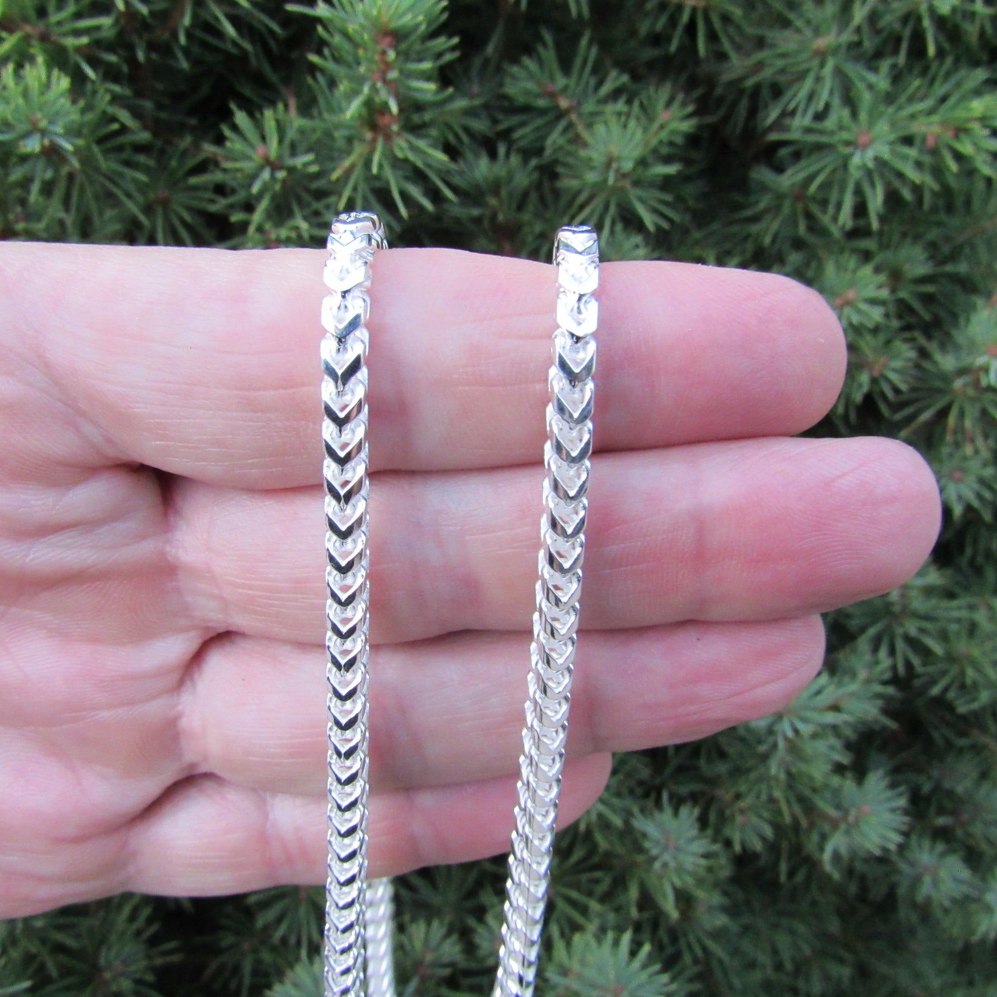 4MM Solid 925 Sterling Silver Franco Link Chain, Mens Diamond Cut Hip Hop Chain, Chunky Unisex Italian Necklace or Bracelet, 120 Gauge