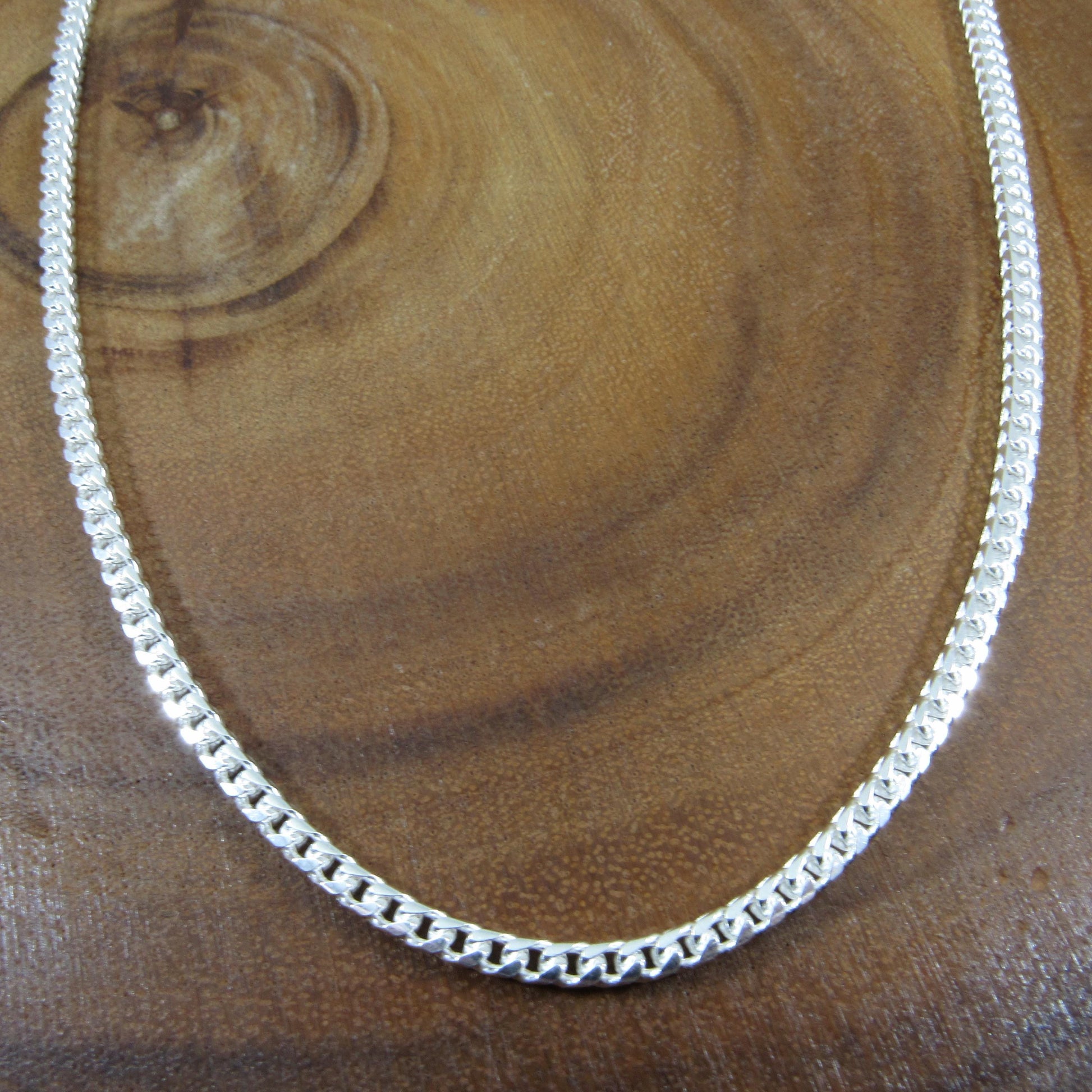 3MM Solid 925 Sterling Silver Franco Link Chain, Mens Diamond Cut Hip Hop Chain, Chunky Unisex Italian Necklace or Bracelet, 100 Gauge