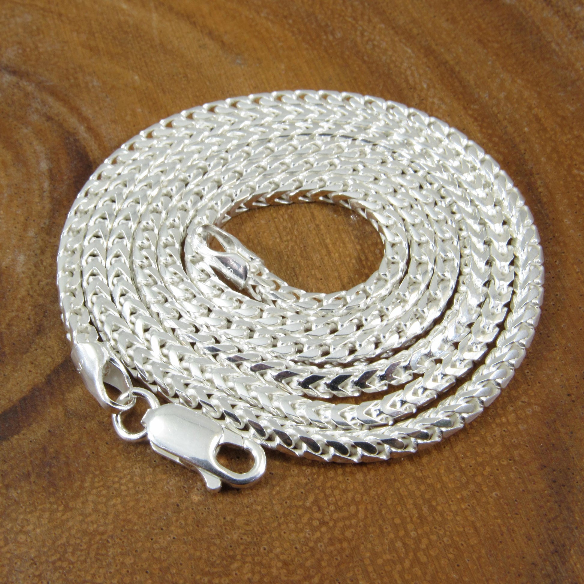 2.5MM Solid 925 Sterling Silver Franco Link Chain, Mens Diamond Cut Hip Hop Chain, Chunky Unisex Italian Necklace or Bracelet, 080 Gauge