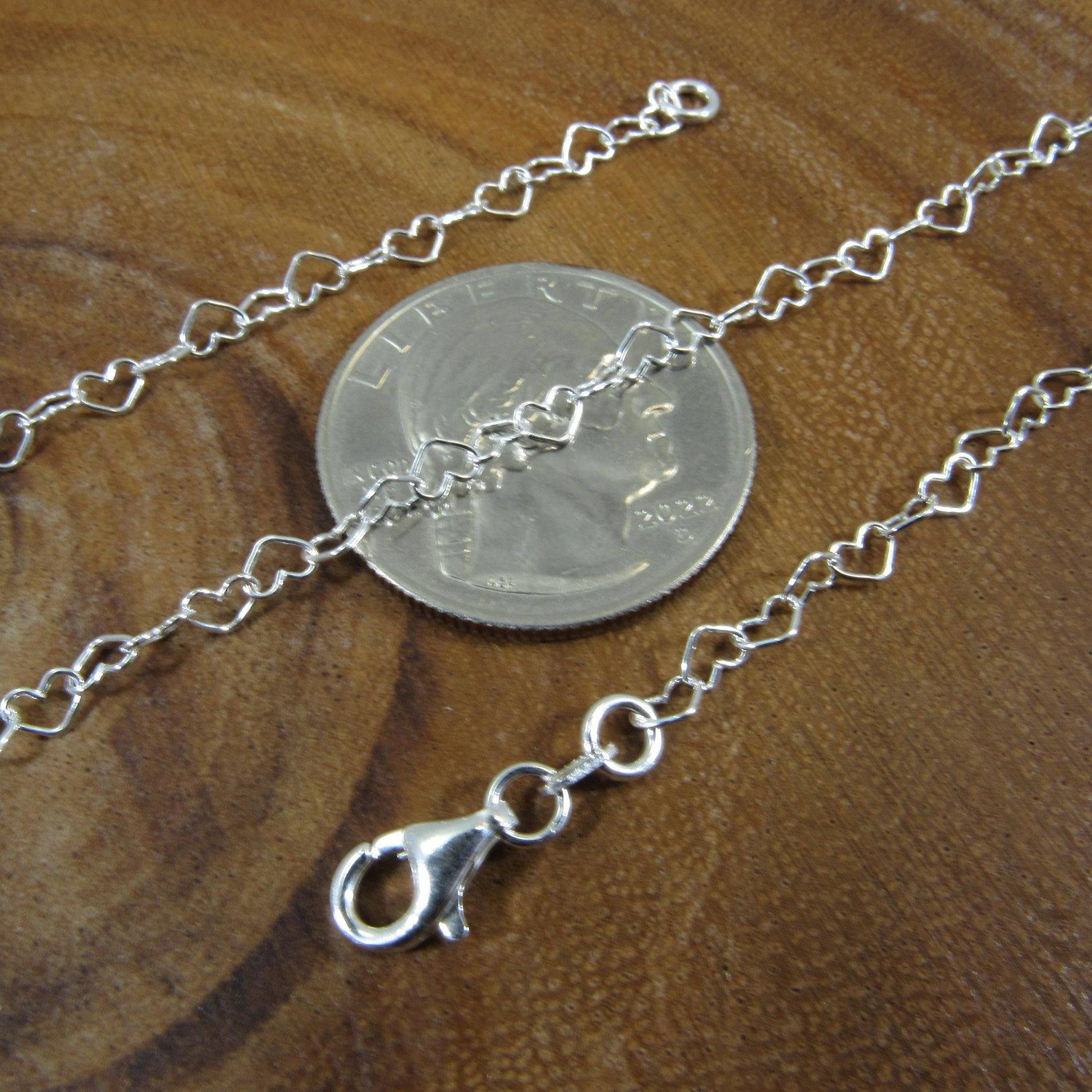 Solid 925 Sterling Silver Italian Heart Link Chain, Connected Hearts Necklace, Bracelet, Anklet, Feminine Minimalist Jewelry, Made in Italy