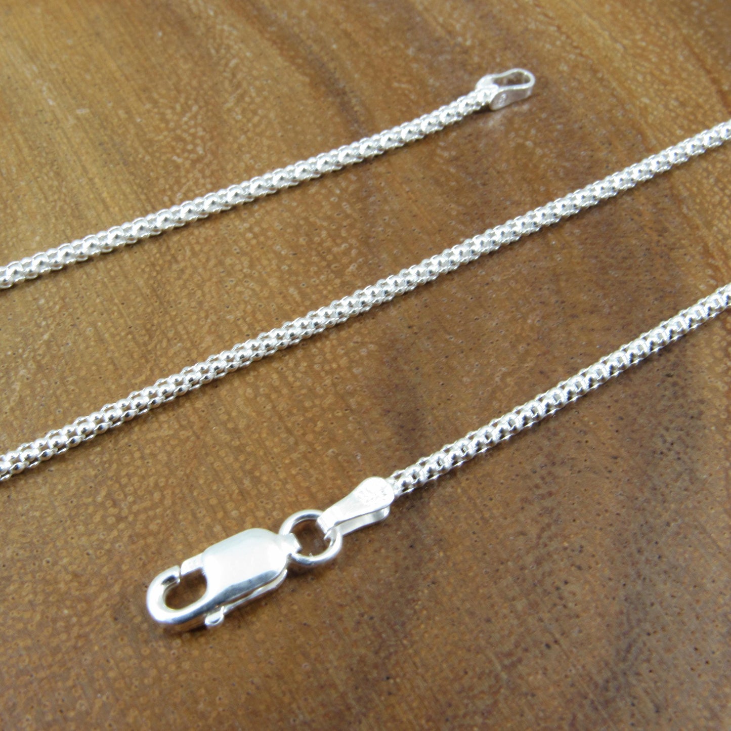 1.8MM Solid 925 Sterling Silver Popcorn Chain, Italian Women's Necklace, Made in Italy, Minimalist Feminine Style, Elegant Coreana Chain