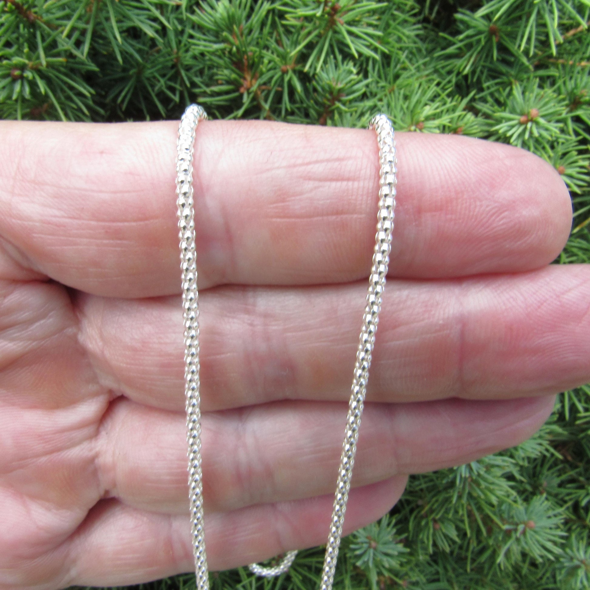 2MM Solid 925 Sterling Silver Popcorn Chain, Italian Women's Necklace, Made in Italy, Minimalist Feminine Style, Elegant Coreana Chain