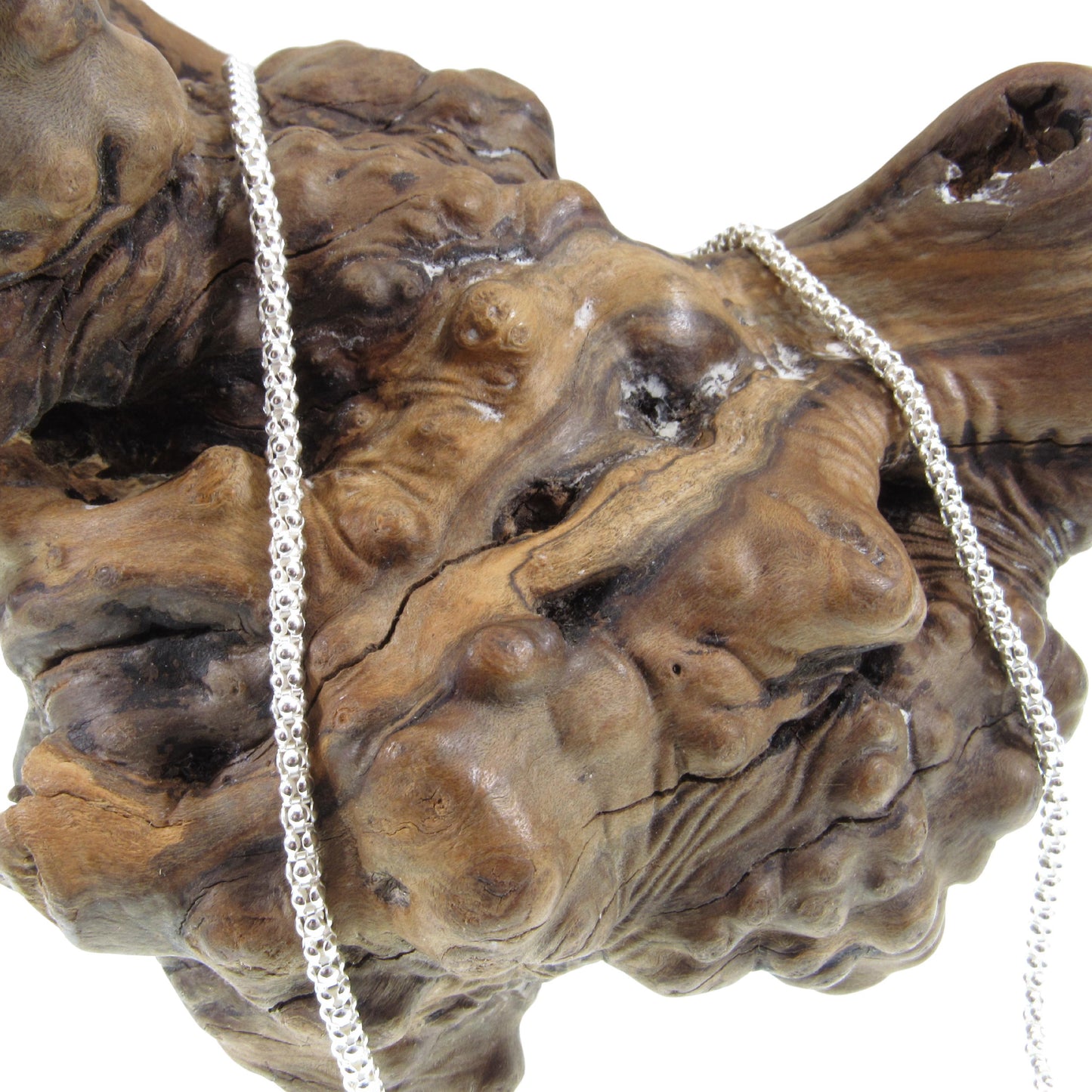 3MM Solid 925 Sterling Silver Popcorn Chain, Italian Women's Necklace, Made in Italy, Minimalist Feminine Style, Elegant Coreana Chain