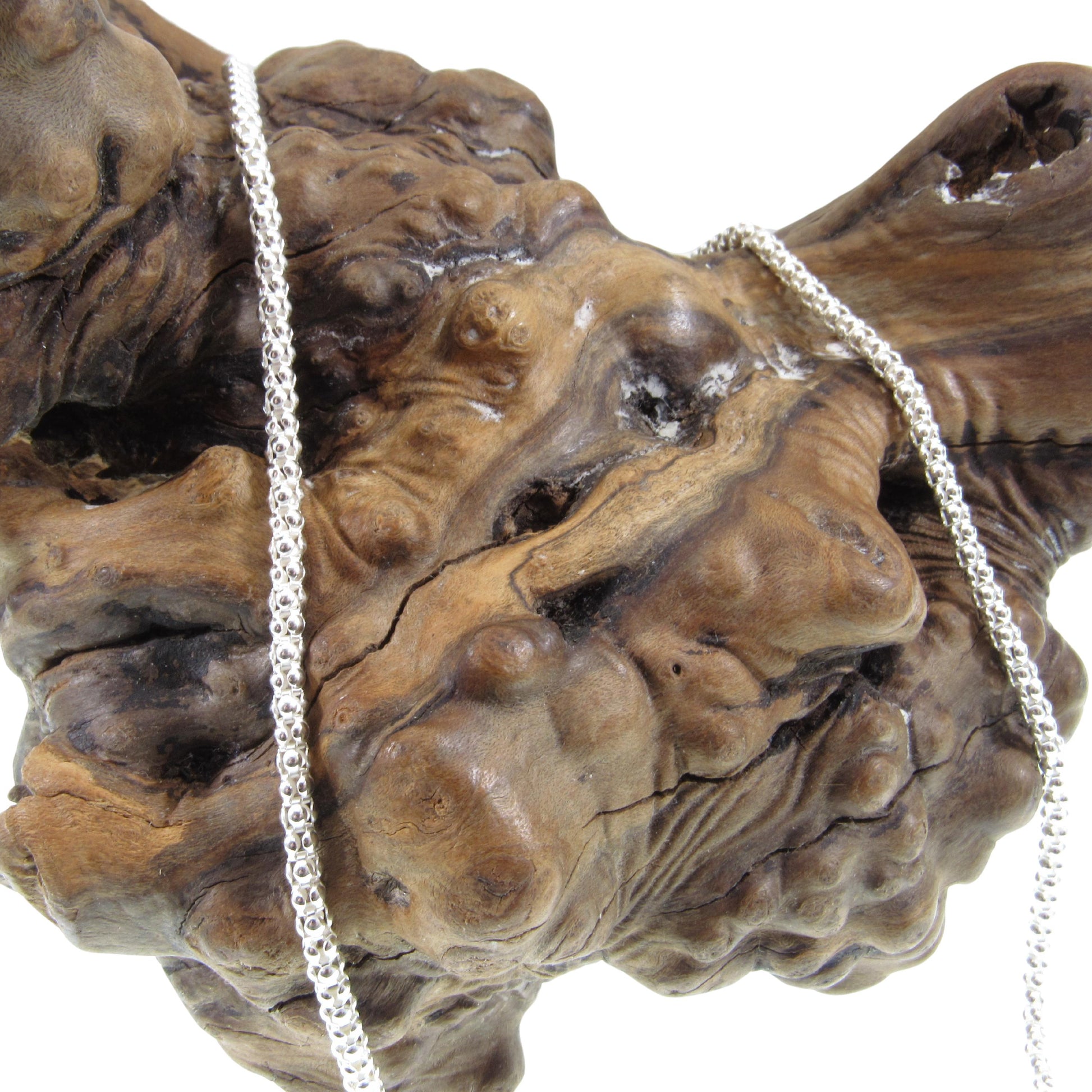 3MM Solid 925 Sterling Silver Popcorn Chain, Italian Women's Necklace, Made in Italy, Minimalist Feminine Style, Elegant Coreana Chain