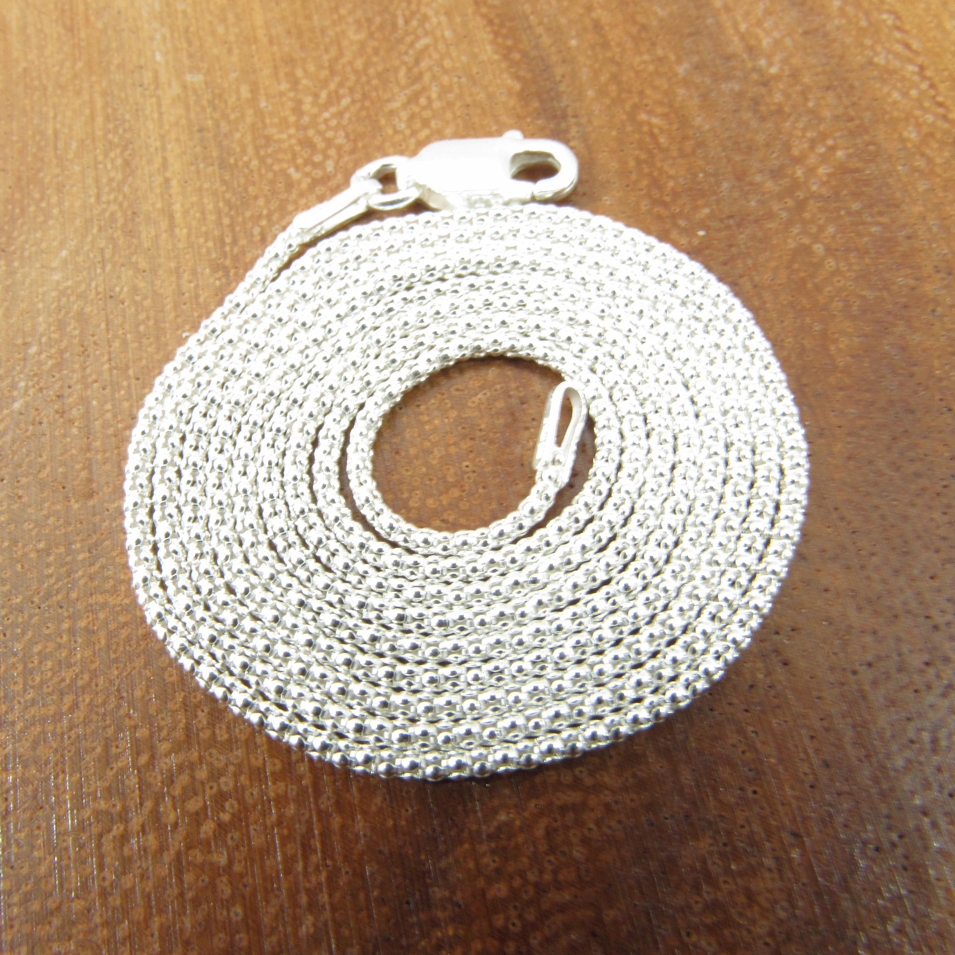 1.3MM Solid 925 Sterling Silver Popcorn Chain, Italian Women's Necklace, Made in Italy, Minimalist Feminine Style, Elegant Coreana Chain