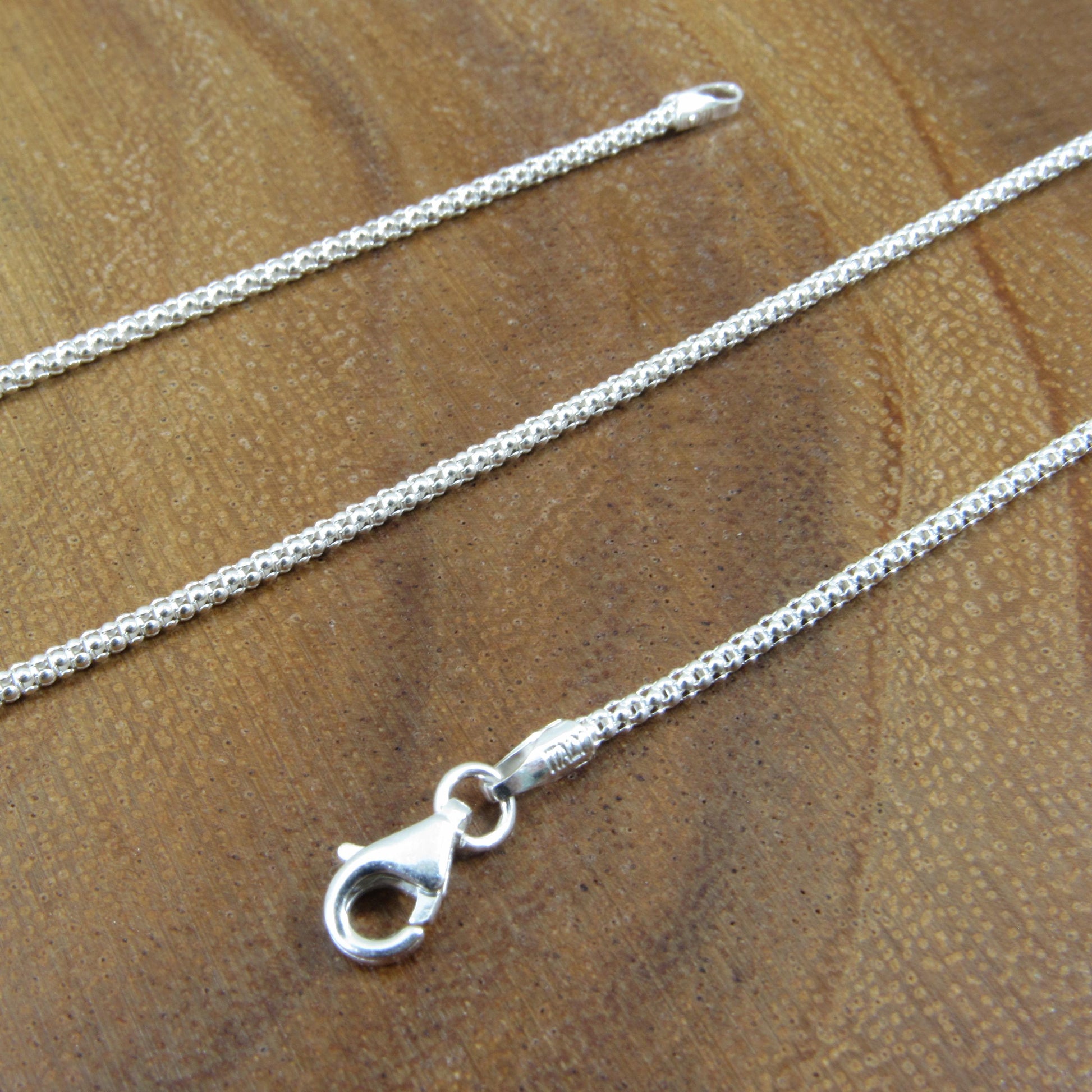 1.6MM Solid 925 Sterling Silver Popcorn Chain, Italian Women's Necklace, Made in Italy, Minimalist Feminine Style, Elegant Coreana Chain