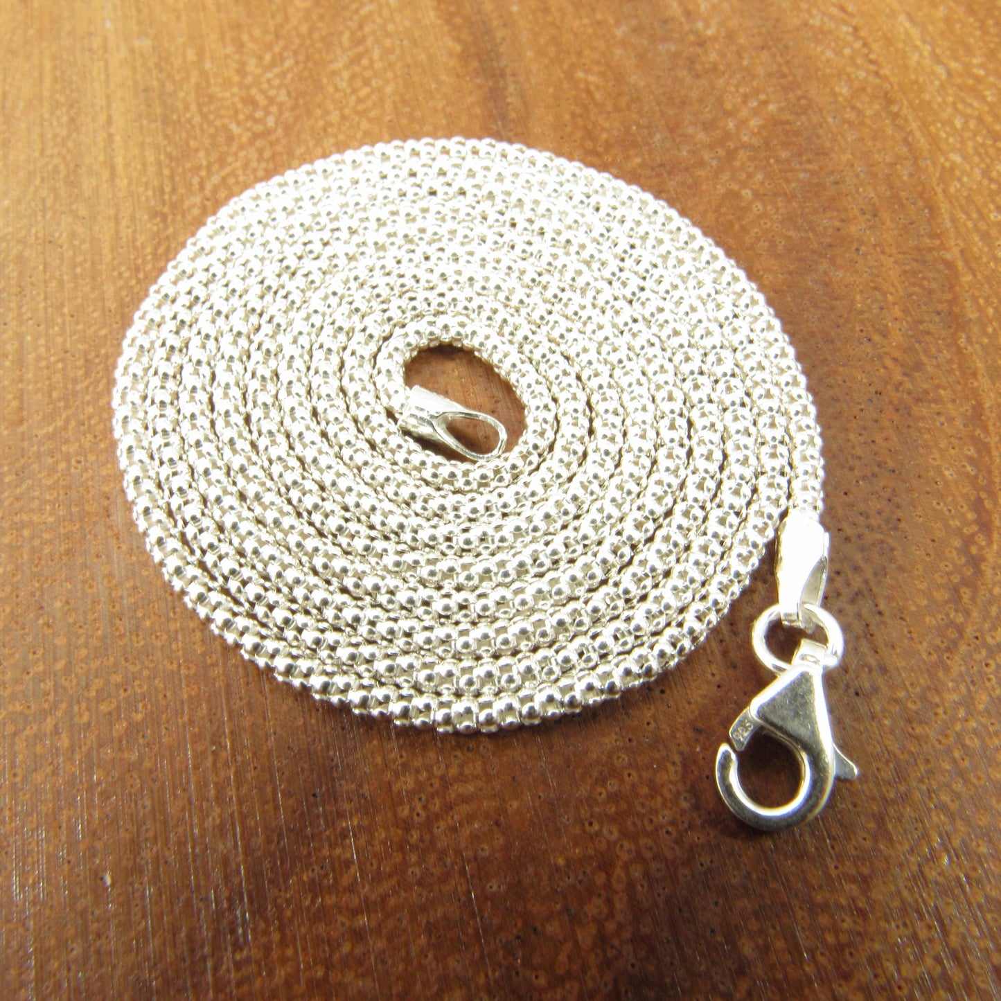 1.6MM Solid 925 Sterling Silver Popcorn Chain, Italian Women's Necklace, Made in Italy, Minimalist Feminine Style, Elegant Coreana Chain