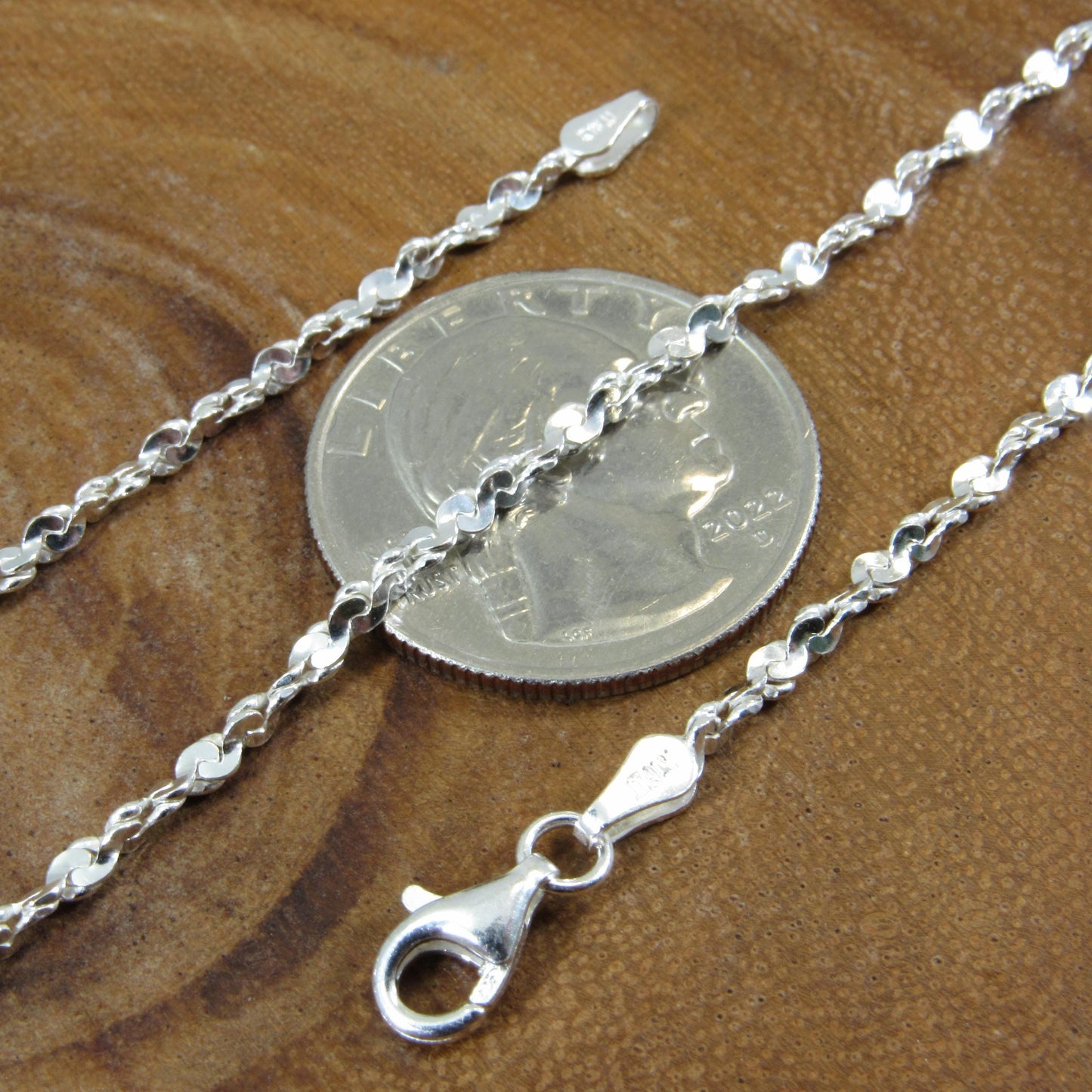 Solid 925 Sterling Silver Twisted Serpentine Chain, Elegant Womens Necklace, Dainty Italian Necklace or Bracelet, Sparkly Jewelry for Her