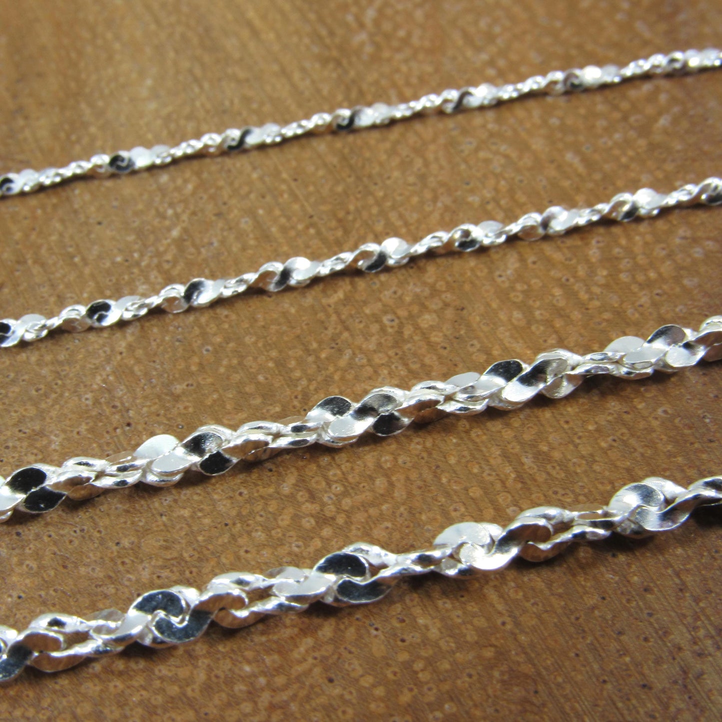 Solid 925 Sterling Silver Twisted Serpentine Chain, Elegant Womens Necklace, Dainty Italian Necklace or Bracelet, Sparkly Jewelry for Her