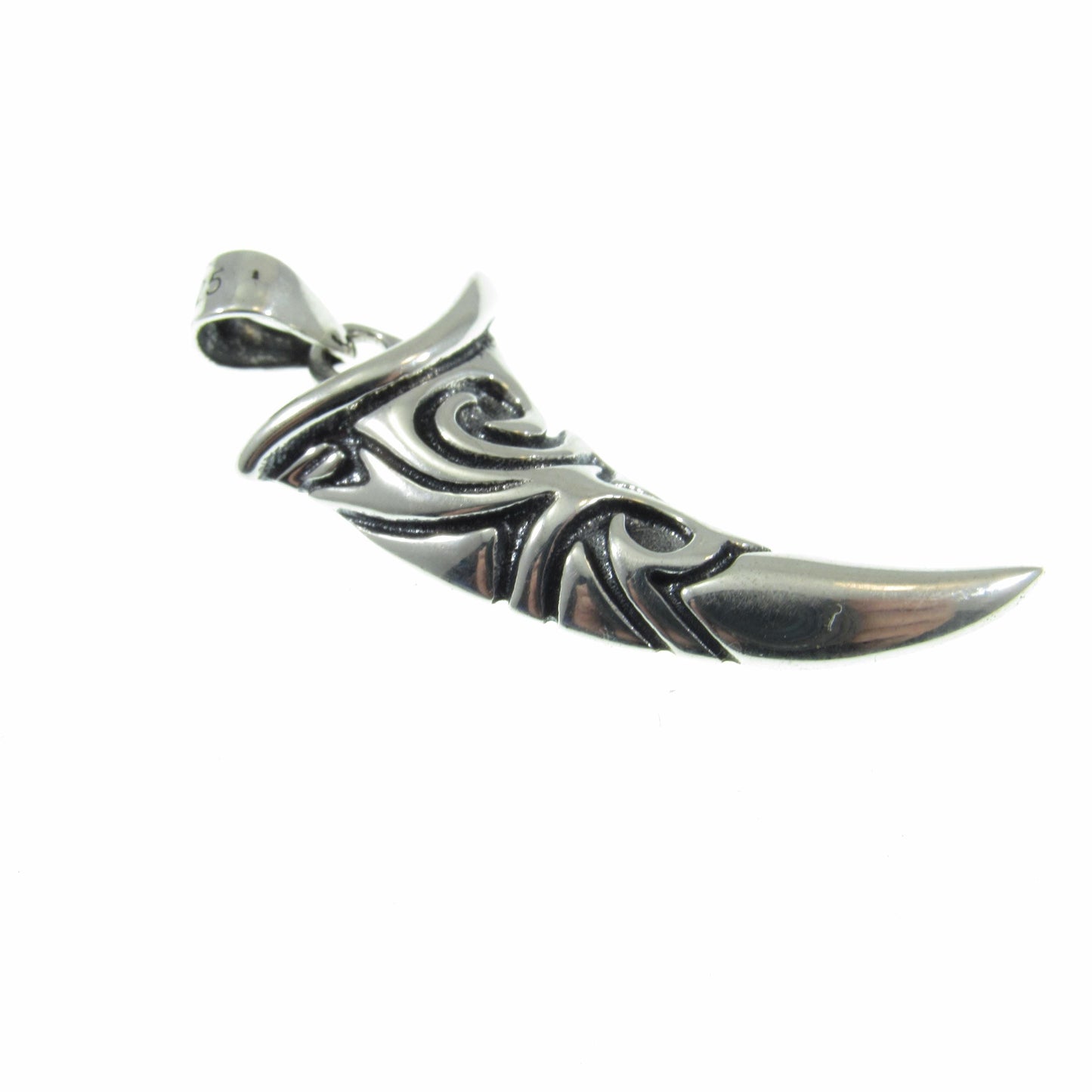Solid 925 Sterling Silver Tribal Tooth Pendant, Wolf Fang Charm, Handcrafted Viking Jewelry, Norse Spirit Animal Totem, Sabertooth Talisman