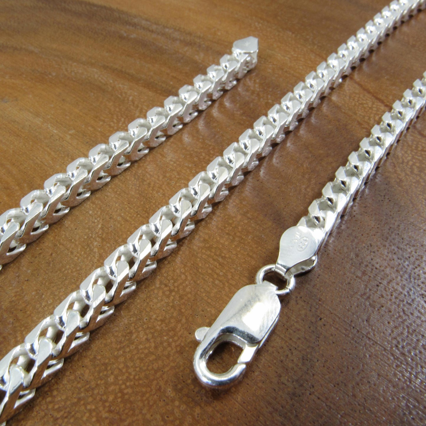 4.6MM Solid 925 Sterling Silver Franco Link Chain, Mens Diamond Cut Hip Hop Chain, Chunky Unisex Italian Necklace or Bracelet, 150 Gauge