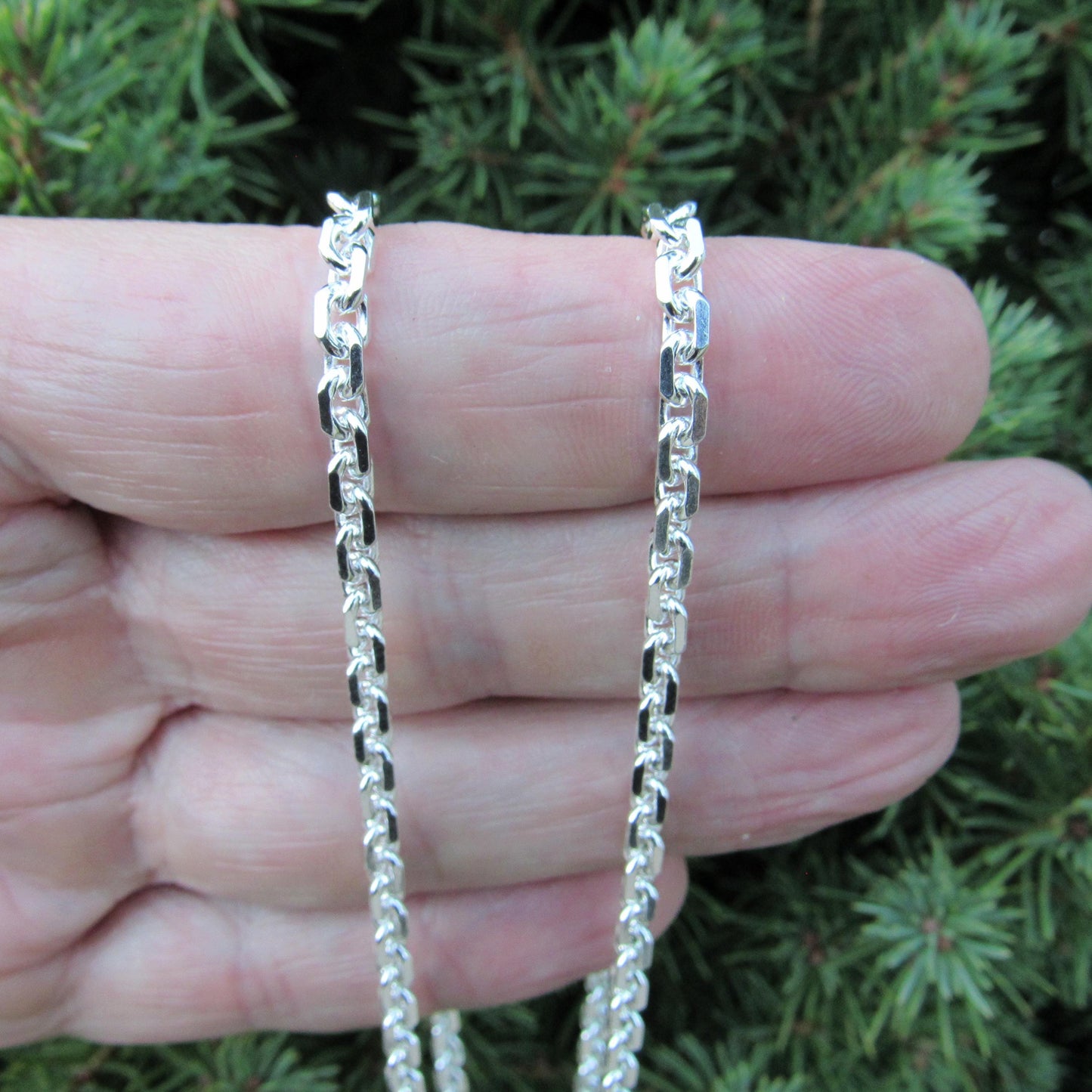 4MM Solid 925 Sterling Silver Anchor Link Chain, Italian Cable Chain Bracelet or Necklace, Nautical Jewelry for Men & Women, Made in Italy