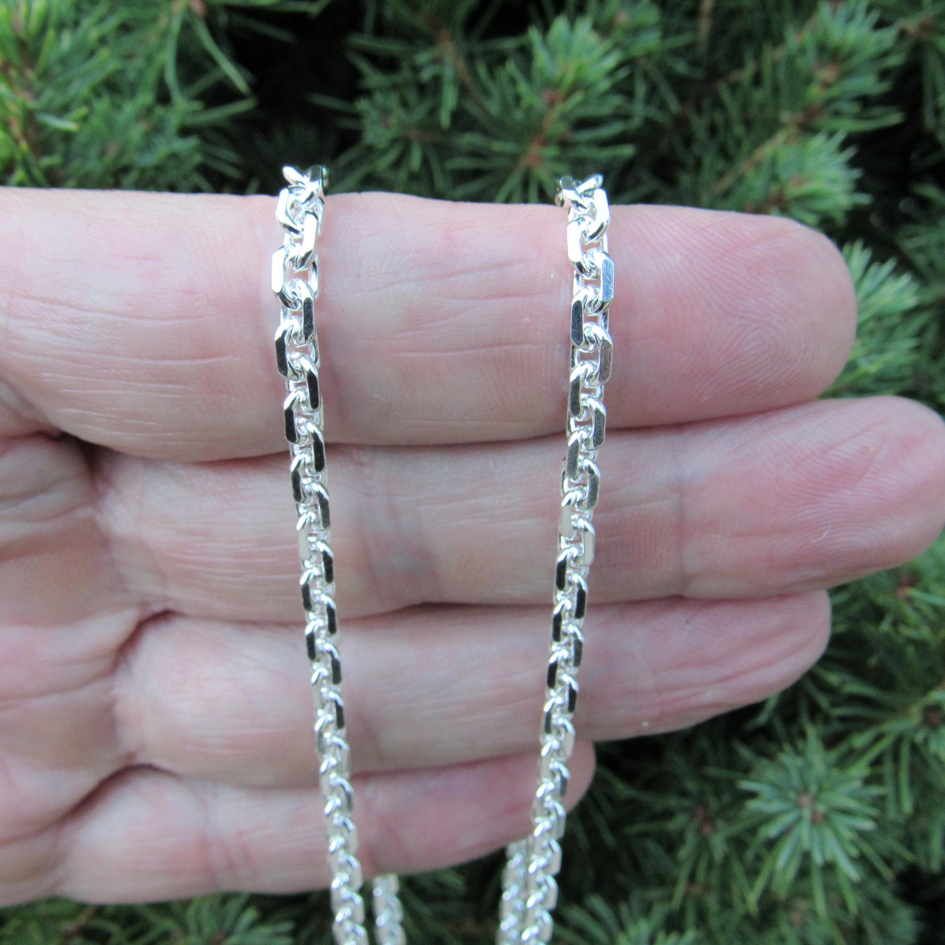 4MM Solid 925 Sterling Silver Anchor Link Chain, Italian Cable Chain Bracelet or Necklace, Nautical Jewelry for Men & Women, Made in Italy