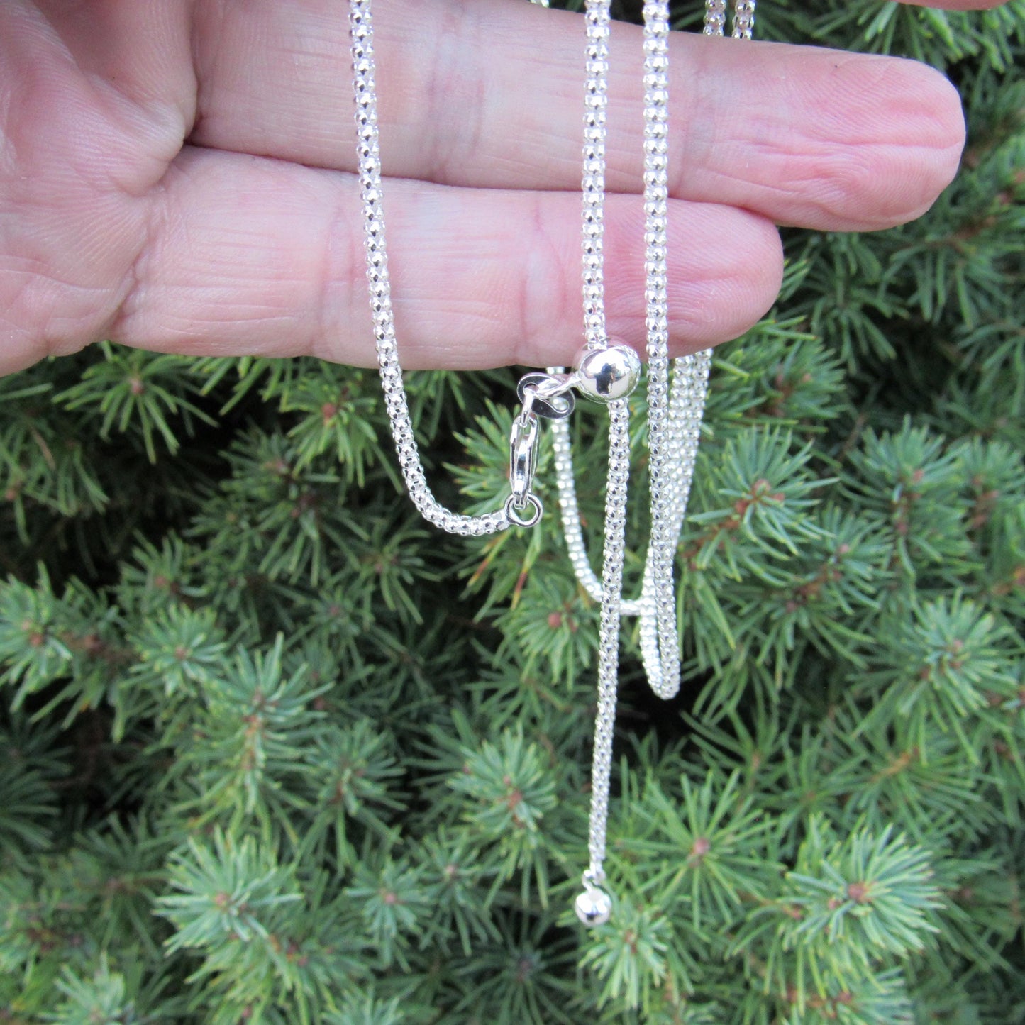 Solid 925 Sterling Silver Italian Popcorn Chain Necklace, Garland Link, Women's Coreana Chain, Layering Charm Chain, Jewelry Gift for Her