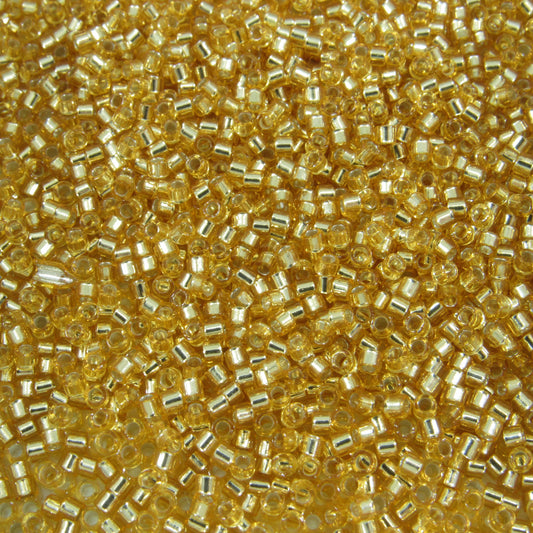 DB0042 11/0 Miyuki Silver Lined Gold Delica Seed Beads, 5 Grams Tube, 25 Grams Bag, DB42, DB-42 Japanese Glass Delicas for Jewelry Making