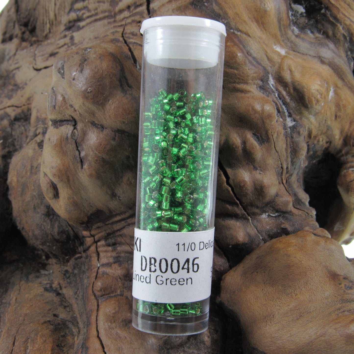 DB0046 11/0 Miyuki Silver Lined Green Delica Seed Beads, 5 Grams Tube, 25 Grams Bag, DB46, DB-46 Japanese Glass Delicas for Jewelry Making