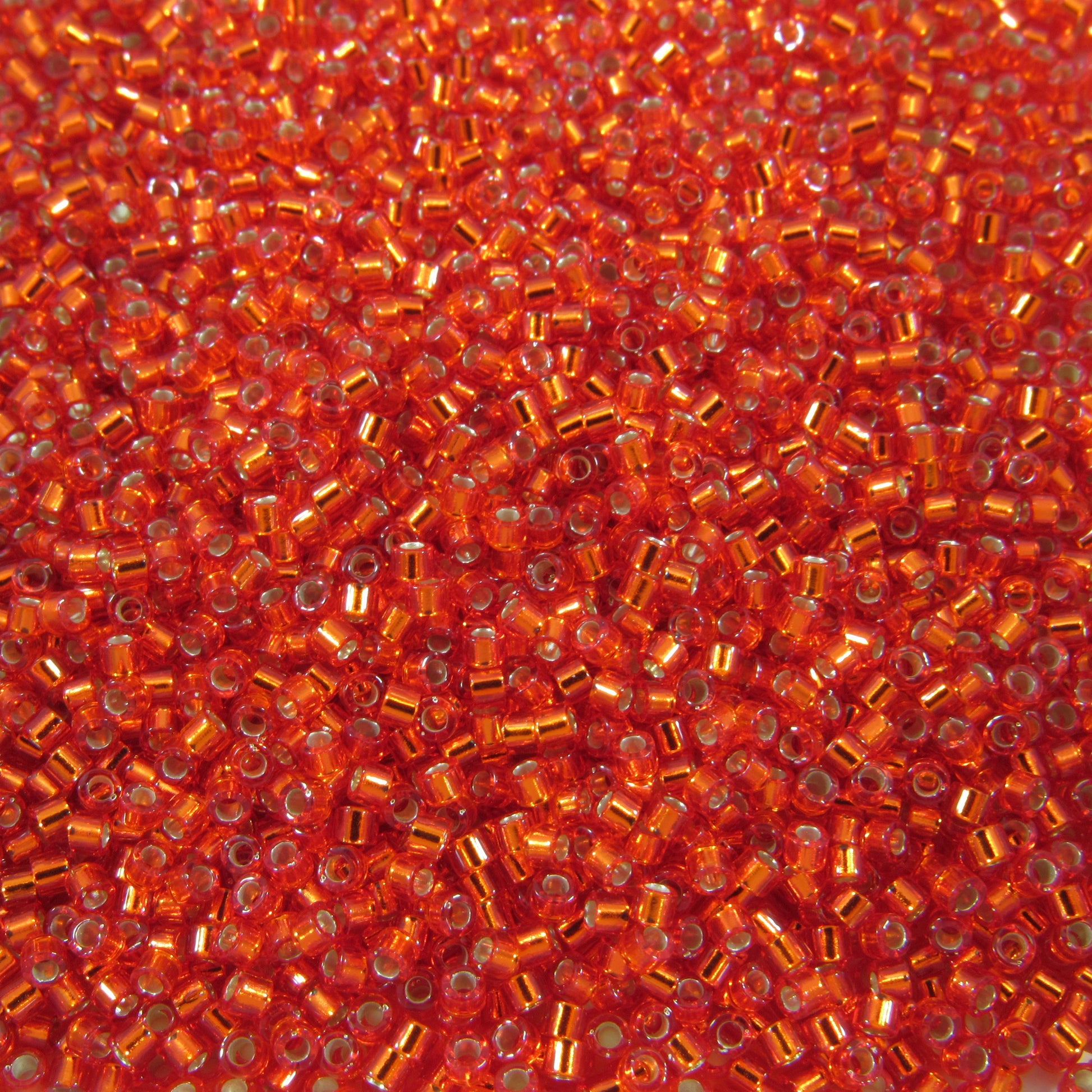 DB0043 11/0 Miyuki Silver Lined Flame Red Delica Seed Beads, 5 Grams Tube, 25 Grams Bag, DB43, DB-43 Japanese Glass Delicas for Jewelry