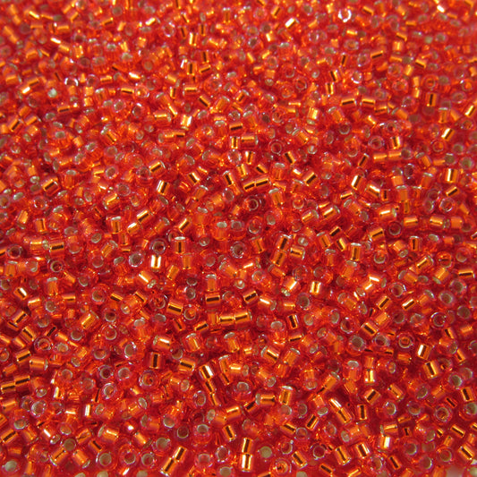 DB0043 11/0 Miyuki Silver Lined Flame Red Delica Seed Beads, 5 Grams Tube, 25 Grams Bag, DB43, DB-43 Japanese Glass Delicas for Jewelry