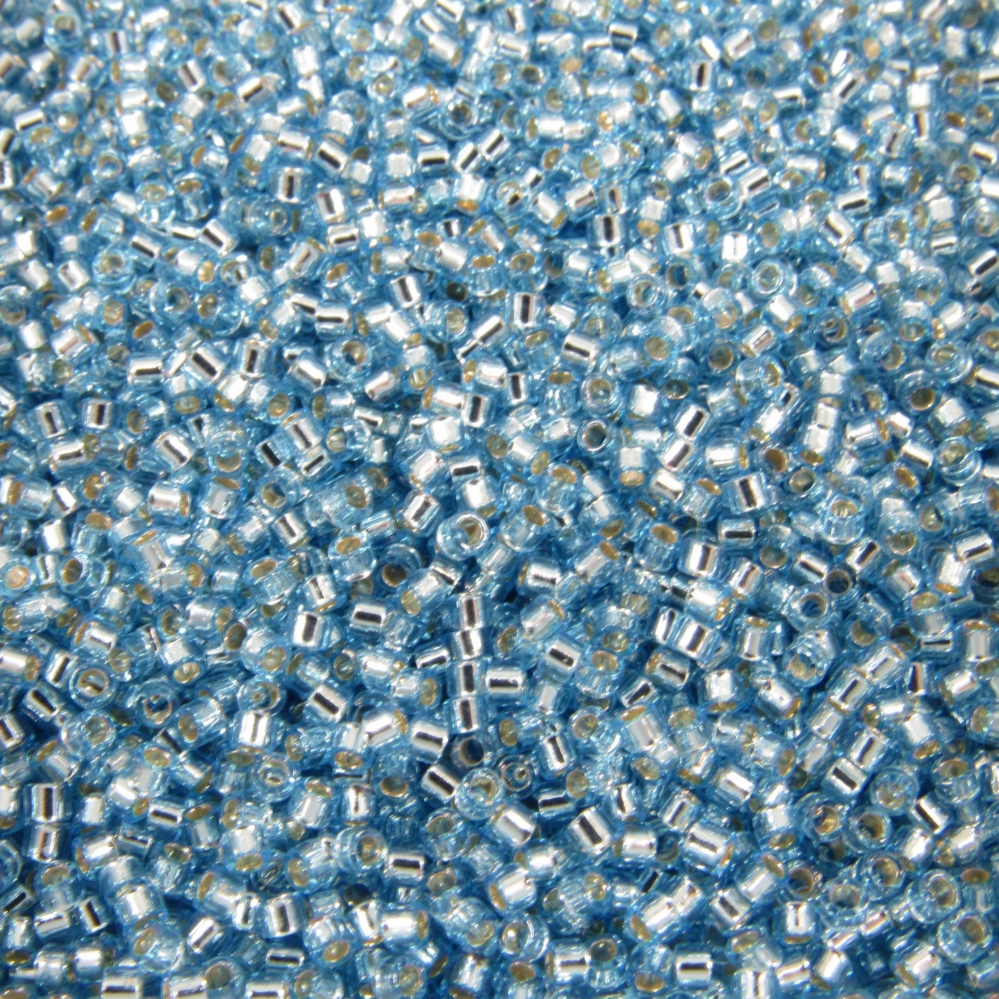 DB0044 11/0 Miyuki Silver Lined Aqua Delica Seed Beads, 5 Grams Tube, 25 Grams Bag, DB44, DB-44 Japanese Glass Delicas for Jewelry Making