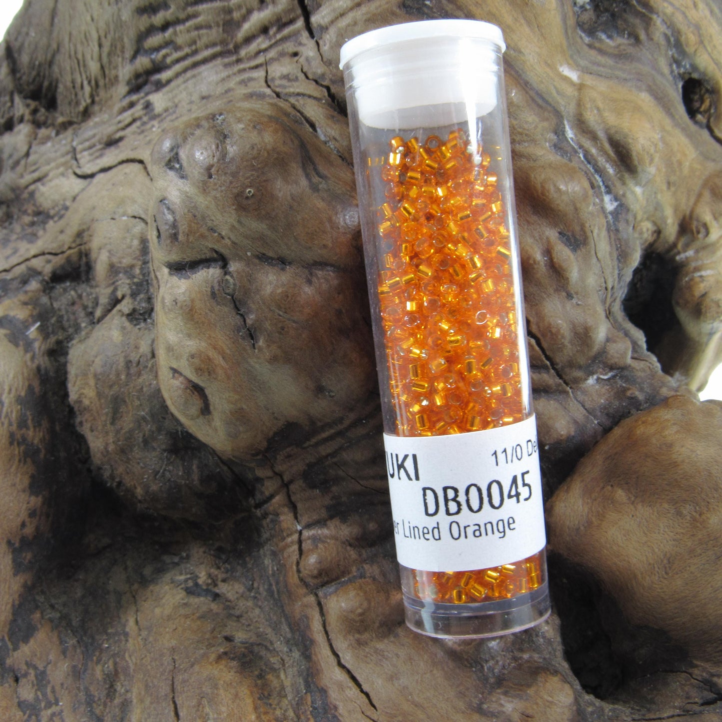 DB0045 11/0 Miyuki Silver Lined Orange Delica Seed Beads, 5 Grams Tube, 25 Grams Bag, DB45, DB-45 Japanese Glass Delicas for Jewelry