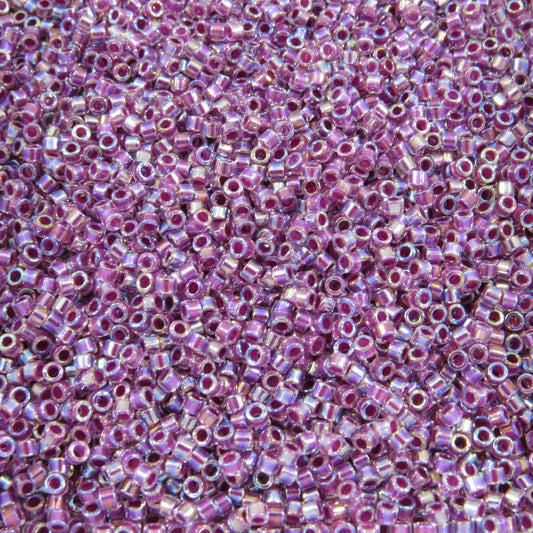 DB0056 11/0 Miyuki Raspberry Lined Crystal AB Delica Seed Beads, 5 Grams Tube, 25 Grams Bag, DB56, DB-56 Japanese Glass Delicas for Jewelry