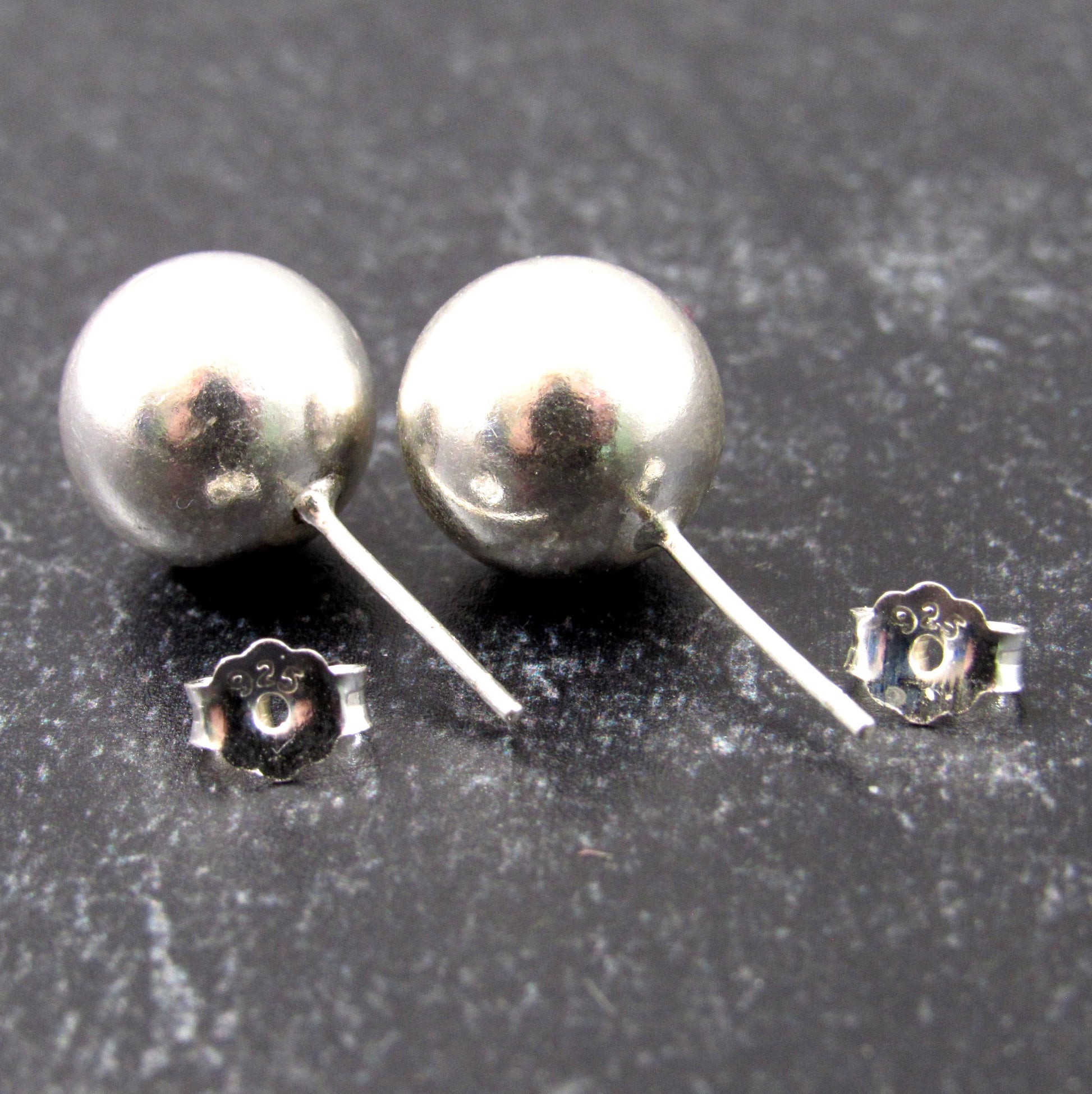 Solid 925 Sterling Silver Ball Stud Earrings – Simple Round Studs in Small, Medium & Large Sizes – Minimalist Earring Balls for Men / Women