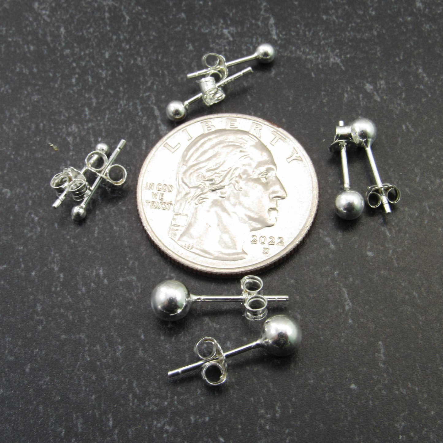 Solid 925 Sterling Silver Ball Stud Earrings – Simple Round Studs in Small, Medium & Large Sizes – Minimalist Earring Balls for Men / Women