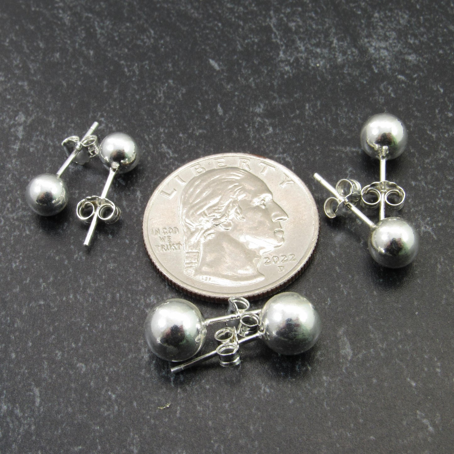 Solid 925 Sterling Silver Ball Stud Earrings – Simple Round Studs in Small, Medium & Large Sizes – Minimalist Earring Balls for Men / Women