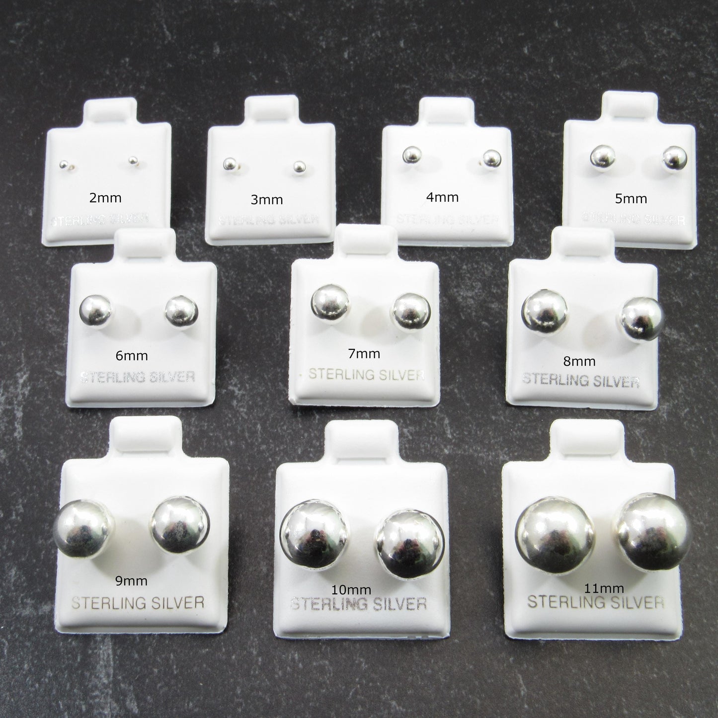 Solid 925 Sterling Silver Ball Stud Earrings – Simple Round Studs in Small, Medium & Large Sizes – Minimalist Earring Balls for Men / Women