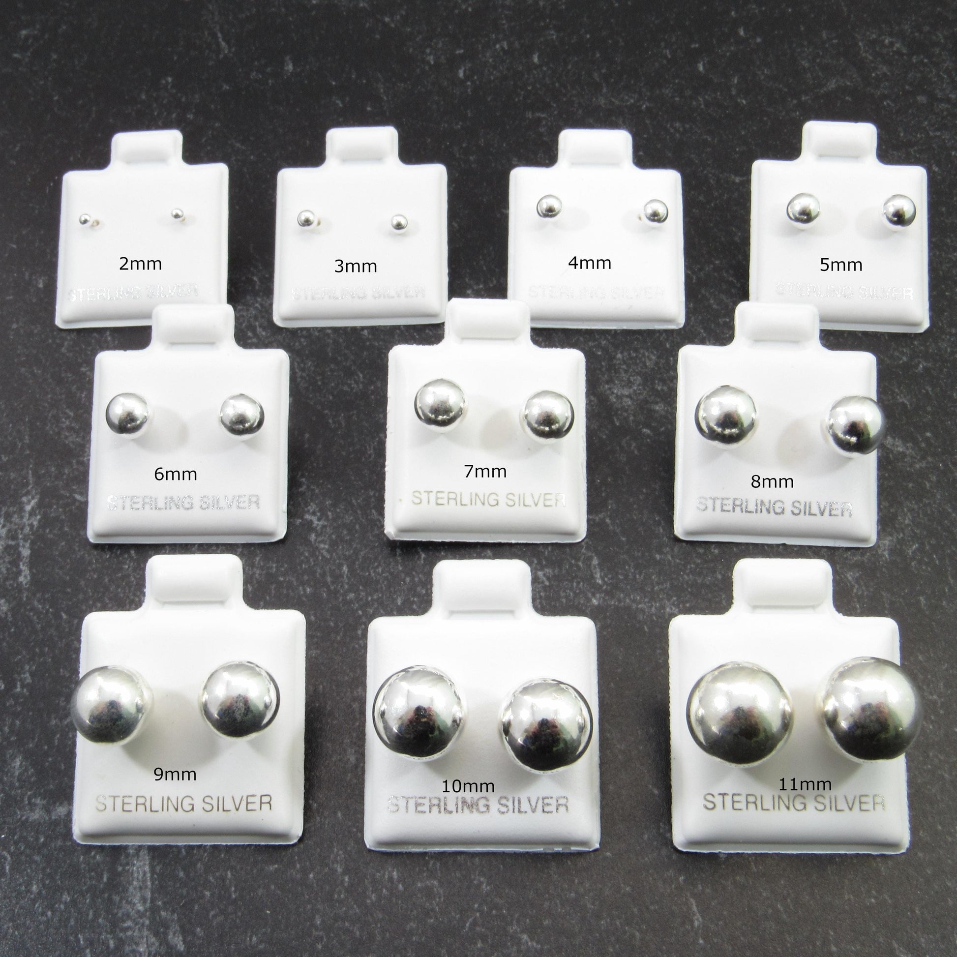 Solid 925 Sterling Silver Ball Stud Earrings – Simple Round Studs in Small, Medium & Large Sizes – Minimalist Earring Balls for Men / Women