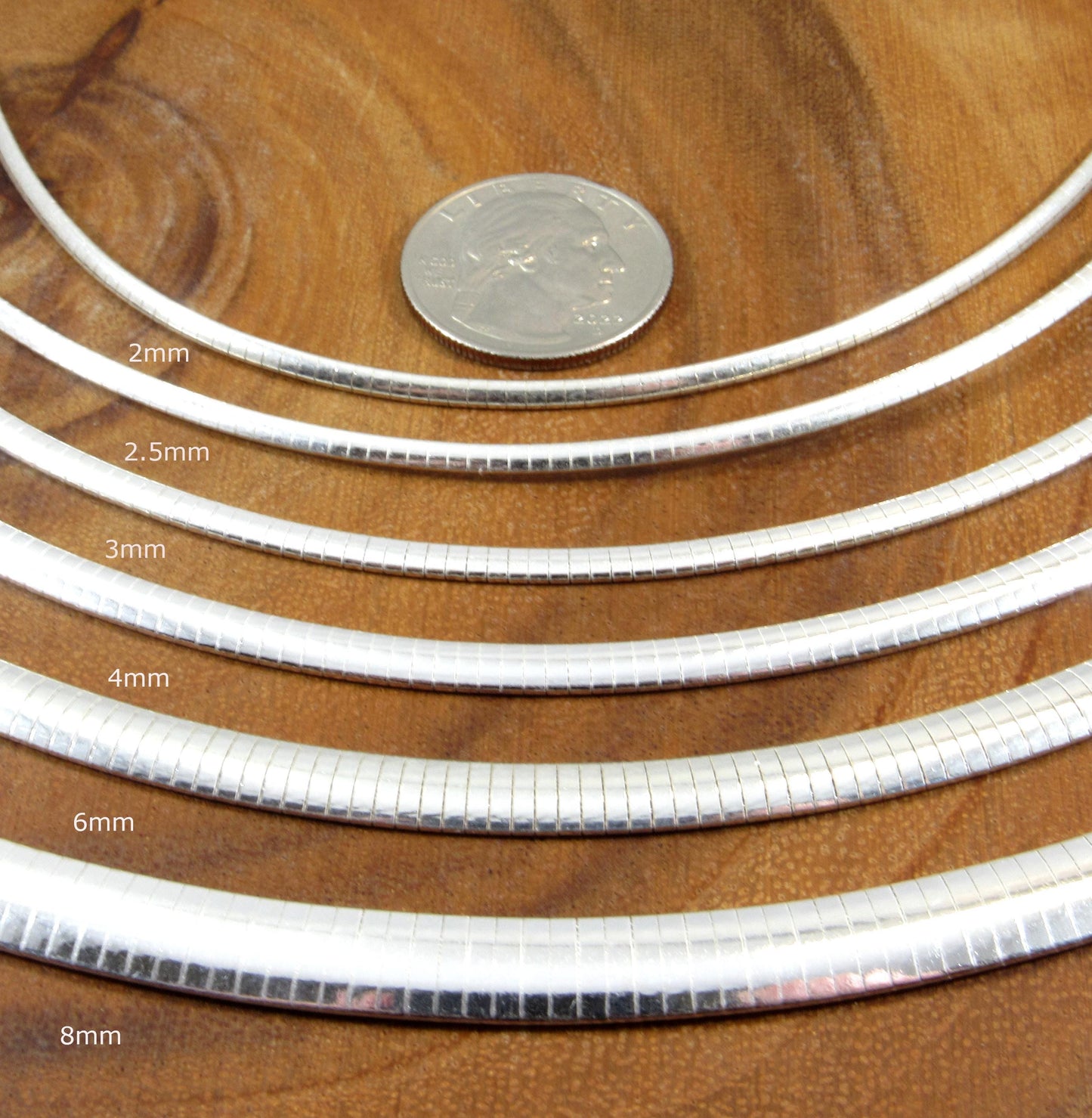 Solid 925 Sterling Silver Italian Flat Omega Chain Necklace, Women's Collar / Choker Chain, Stacking or Layering Necklace, Statement Jewelry