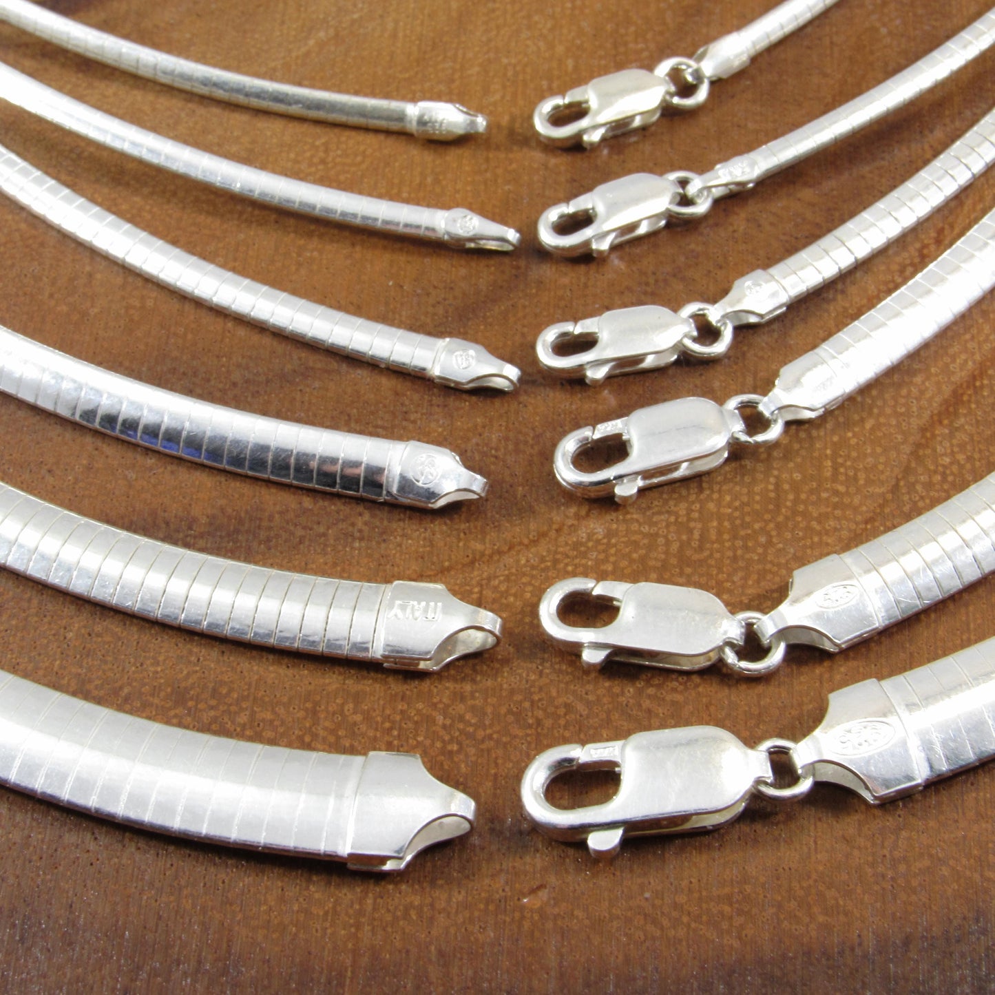 Solid 925 Sterling Silver Italian Flat Omega Chain Necklace, Women's Collar / Choker Chain, Stacking or Layering Necklace, Statement Jewelry