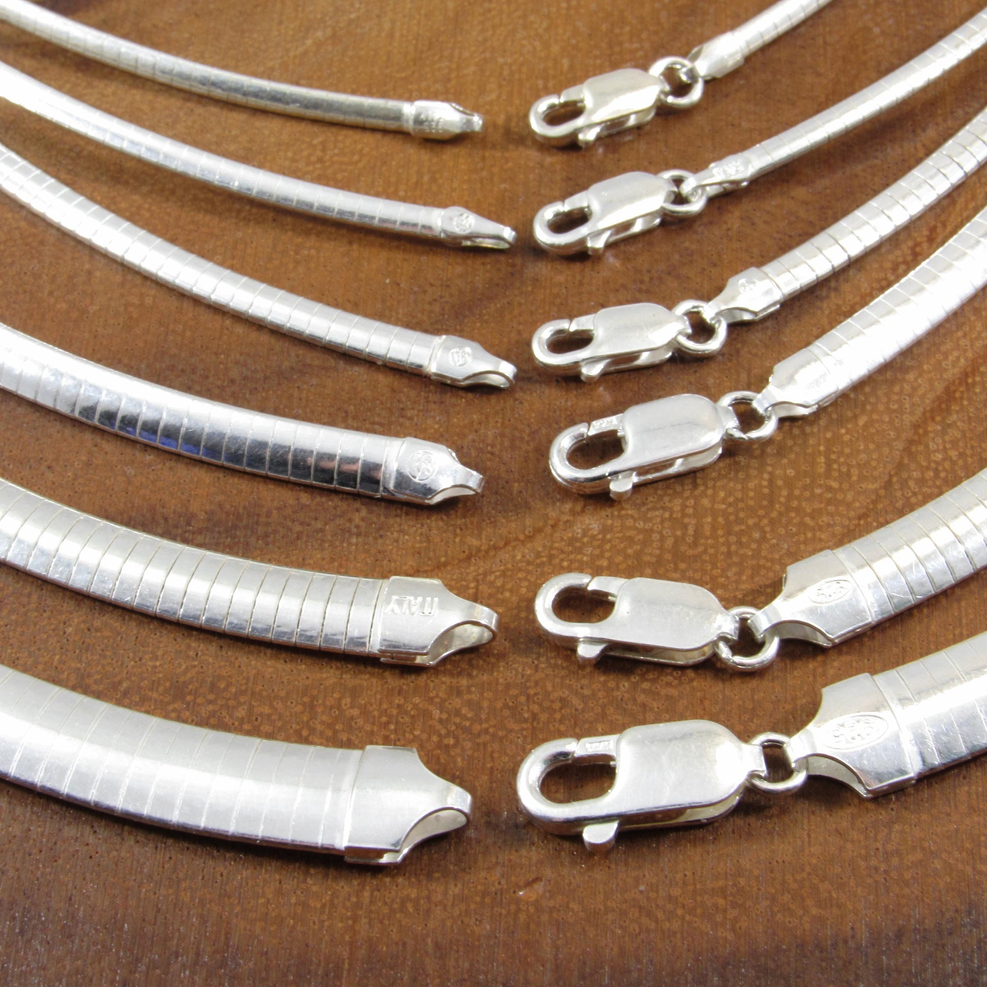 Solid 925 Sterling Silver Italian Flat Omega Chain Necklace, Women's Collar / Choker Chain, Stacking or Layering Necklace, Statement Jewelry