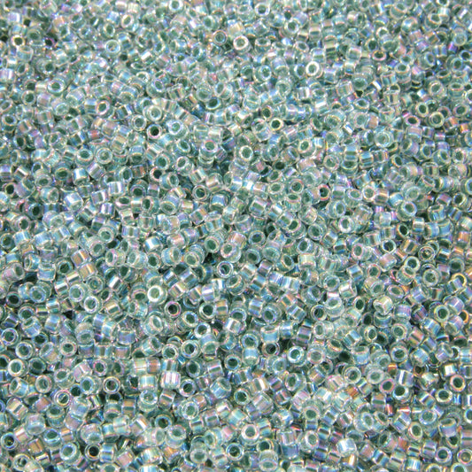 DB0060 11/0 Miyuki Lime Lined Crystal AB Delica Seed Beads, 5 Grams Tube, 25 Grams Bag DB60, DB-60 Japanese Glass Delicas for Jewelry Making