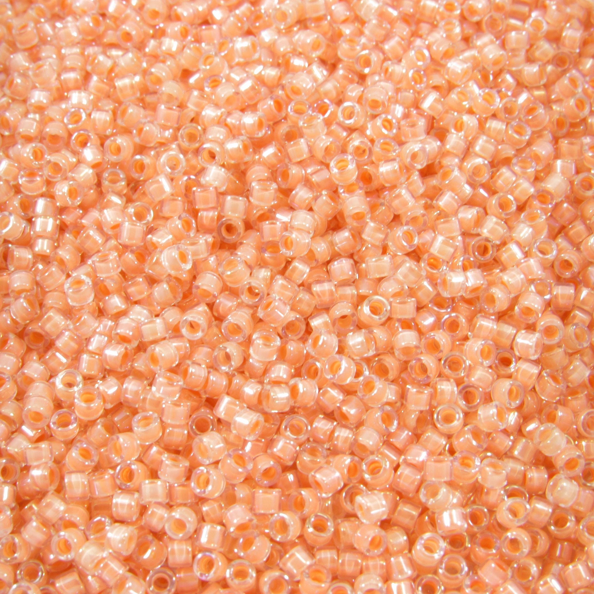 DB0068 11/0 Miyuki Peach Lined Crystal Luster Delica Seed Beads, 5 Grams Tube, 25 Grams Bag DB68, DB-68 Japanese Glass Delicas for Jewelry