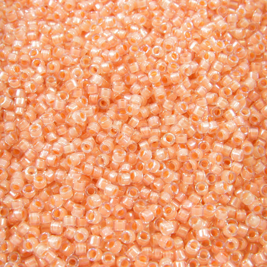 DB0068 11/0 Miyuki Peach Lined Crystal Luster Delica Seed Beads, 5 Grams Tube, 25 Grams Bag DB68, DB-68 Japanese Glass Delicas for Jewelry