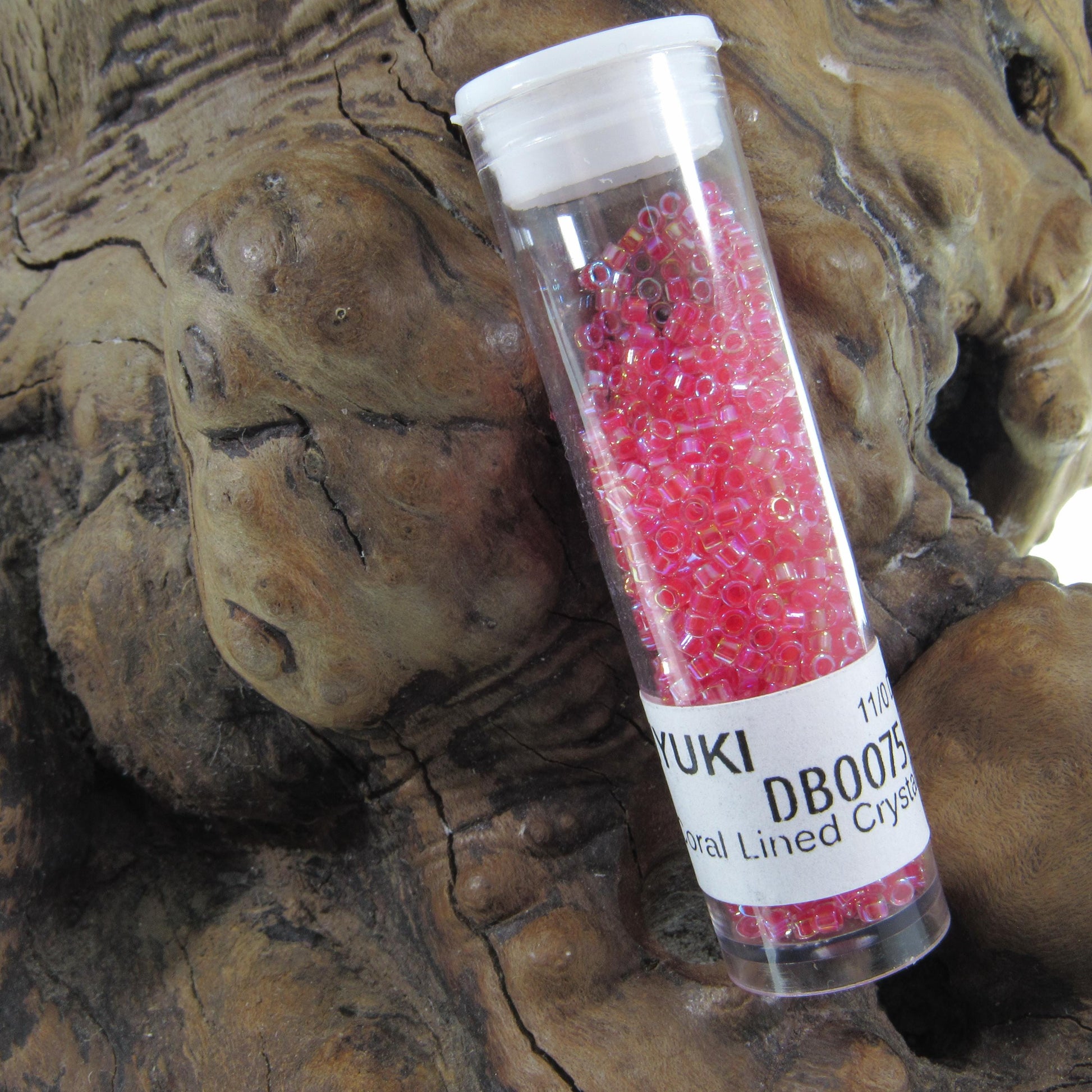 DB0075 11/0 Miyuki Dark Coral Lined Crystal AB Delica Seed Beads, 5 Grams Tube, 25 Grams Bag DB75, DB-75 Japanese Glass Delicas for Jewelry