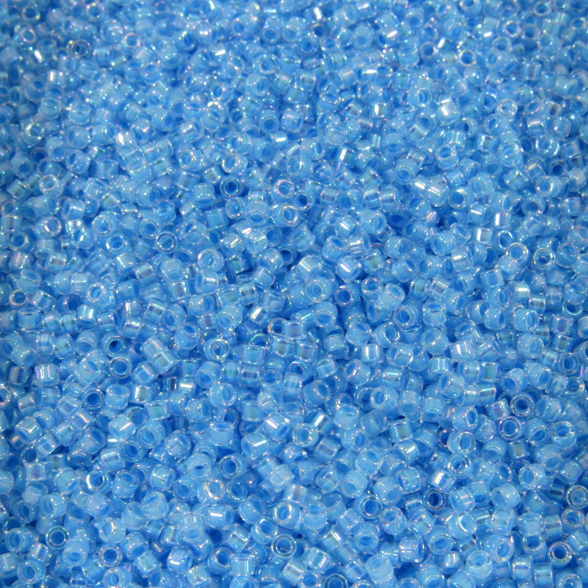 DB0076 11/0 Miyuki Light Blue Lined Crystal AB Delica Seed Beads, 5 Grams Tube, 25 Grams Bag DB76, DB-76 Japanese Glass Delicas for Jewelry
