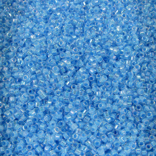 DB0076 11/0 Miyuki Light Blue Lined Crystal AB Delica Seed Beads, 5 Grams Tube, 25 Grams Bag DB76, DB-76 Japanese Glass Delicas for Jewelry