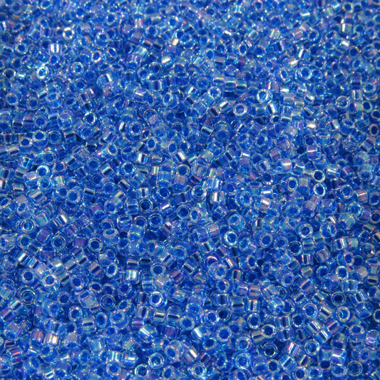 DB0077 11/0 Miyuki Blue Lined Crystal AB Delica Seed Beads, 5 Grams Tube, 25 Grams Bag DB77, DB-77 Japanese Glass Delicas for Jewelry Making
