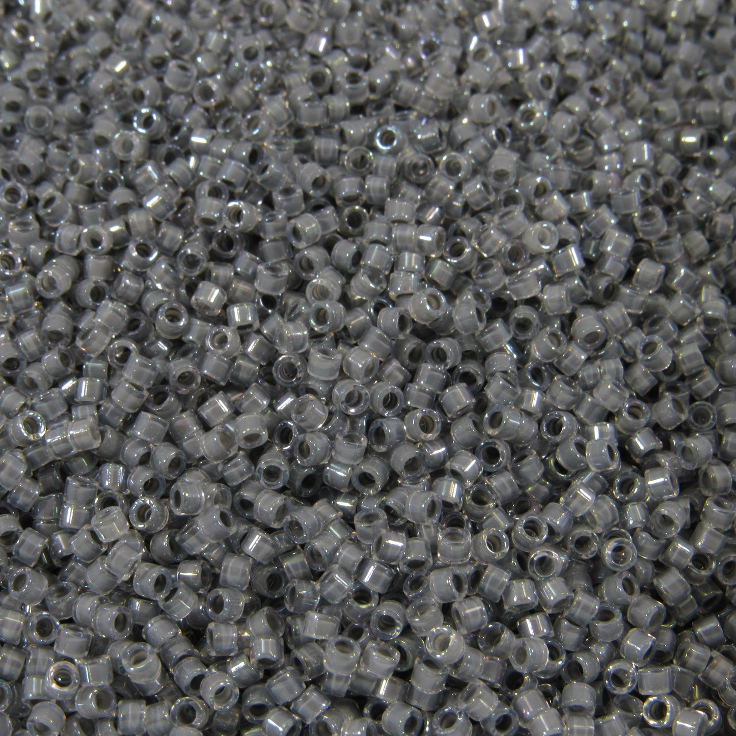 DB0081 11/0 Miyuki Gray Lined Crystal AB Delica Seed Beads, 5 Grams Tube, 25 Grams Bag DB81, DB-81 Japanese Glass Delicas for Jewelry Making