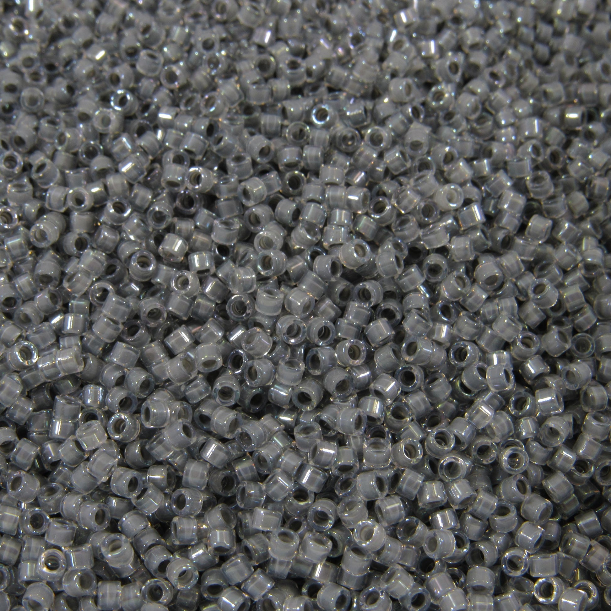DB0081 11/0 Miyuki Gray Lined Crystal AB Delica Seed Beads, 5 Grams Tube, 25 Grams Bag DB81, DB-81 Japanese Glass Delicas for Jewelry Making