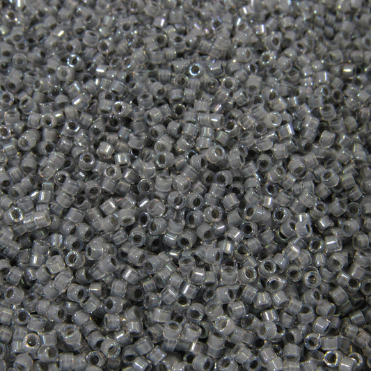 DB0081 11/0 Miyuki Gray Lined Crystal AB Delica Seed Beads, 5 Grams Tube, 25 Grams Bag DB81, DB-81 Japanese Glass Delicas for Jewelry Making