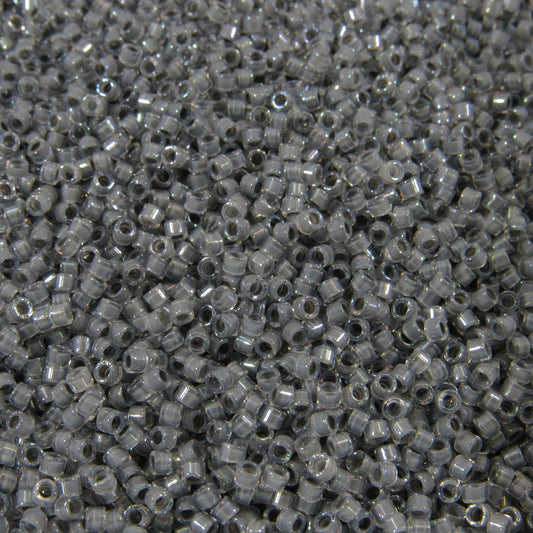 DB0081 11/0 Miyuki Gray Lined Crystal AB Delica Seed Beads, 5 Grams Tube, 25 Grams Bag DB81, DB-81 Japanese Glass Delicas for Jewelry Making