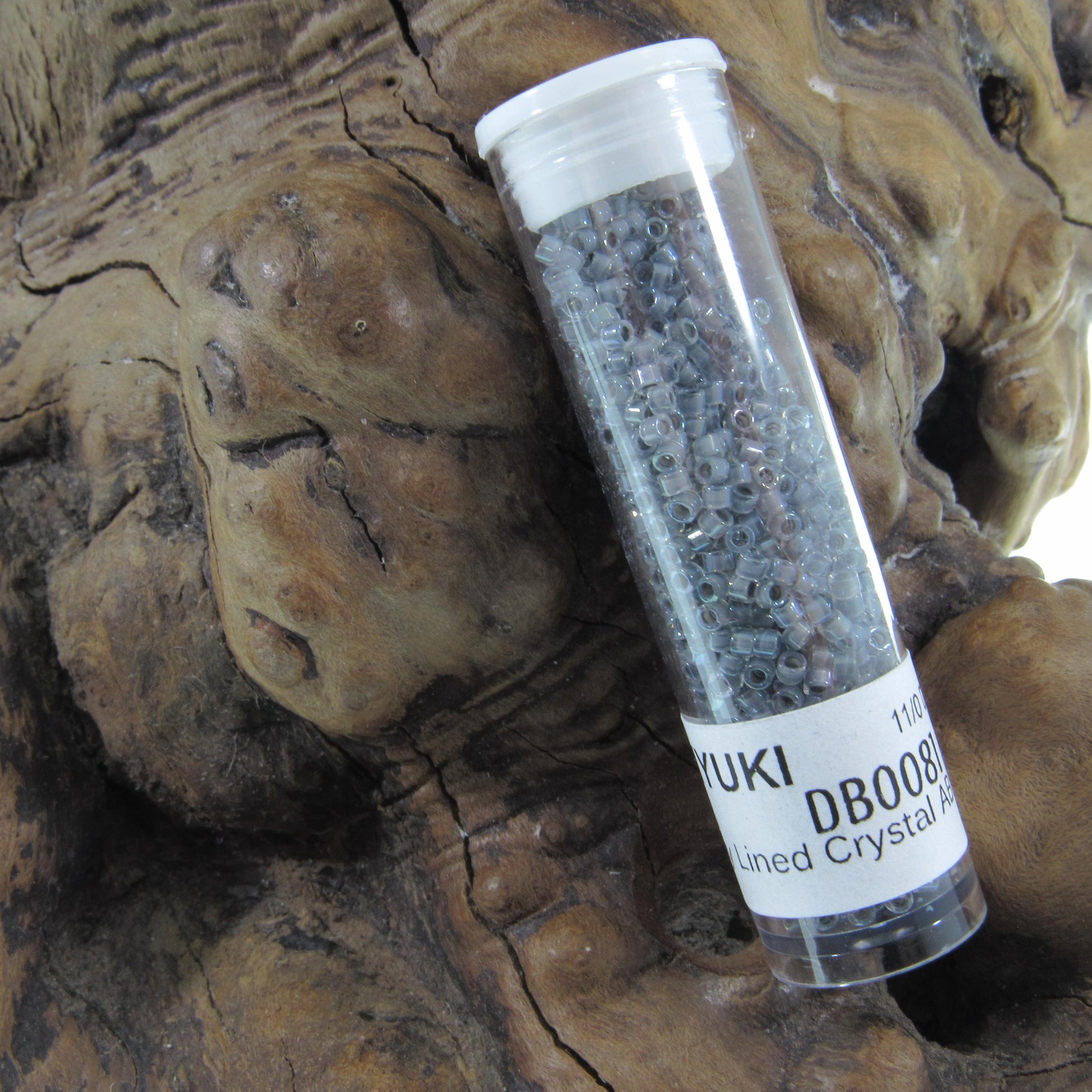 DB0081 11/0 Miyuki Gray Lined Crystal AB Delica Seed Beads, 5 Grams Tube, 25 Grams Bag DB81, DB-81 Japanese Glass Delicas for Jewelry Making