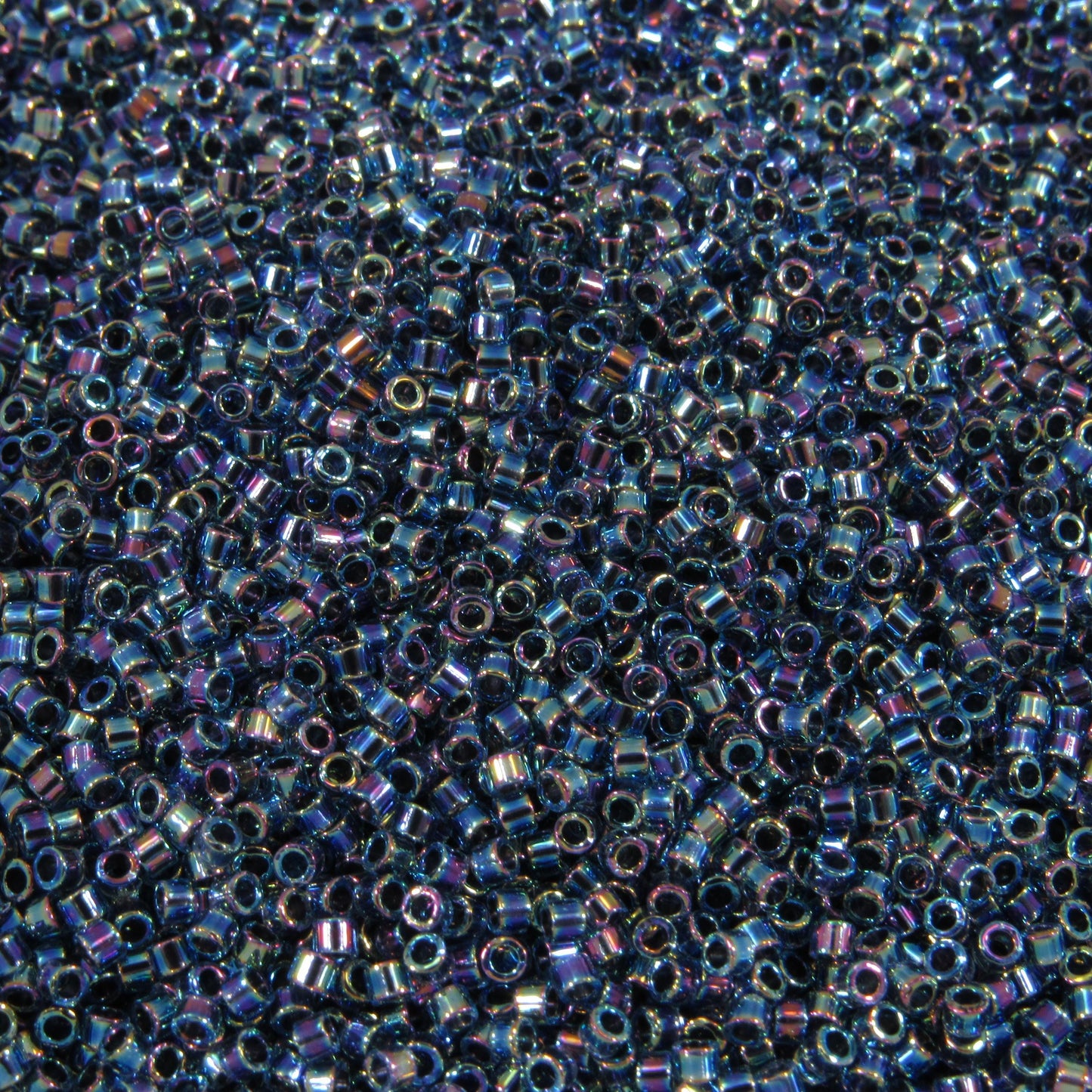 DB0085 11/0 Miyuki Blue Lined Aqua AB Delica Seed Beads, 5 Grams Tube, 25 Grams Bag DB85, DB-85 Japanese Glass Delicas for Jewelry Making