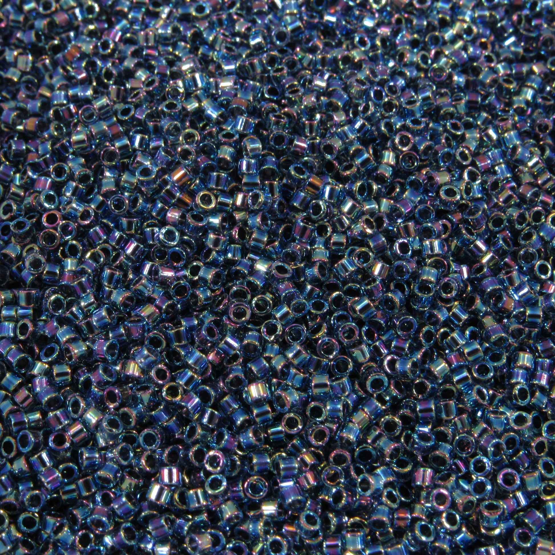 DB0085 11/0 Miyuki Blue Lined Aqua AB Delica Seed Beads, 5 Grams Tube, 25 Grams Bag DB85, DB-85 Japanese Glass Delicas for Jewelry Making
